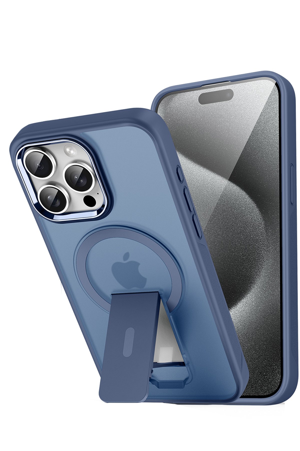 Newface iPhone 15 Pro Kılıf Teleskop Lens Magsafe Silikon Kapak - Pembe