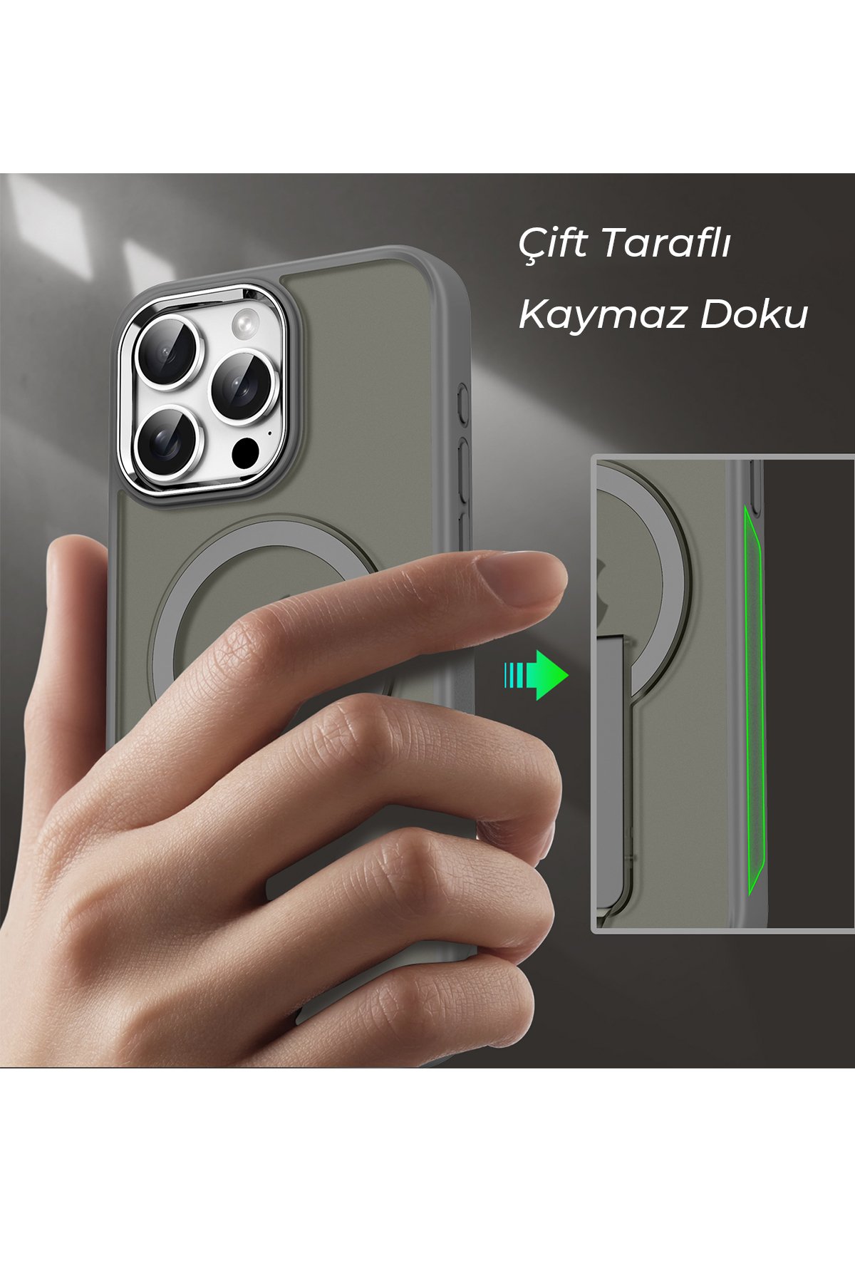 Newface iPhone 15 Pro Kılıf Teleskop Lens Magsafe Silikon Kapak - Pembe