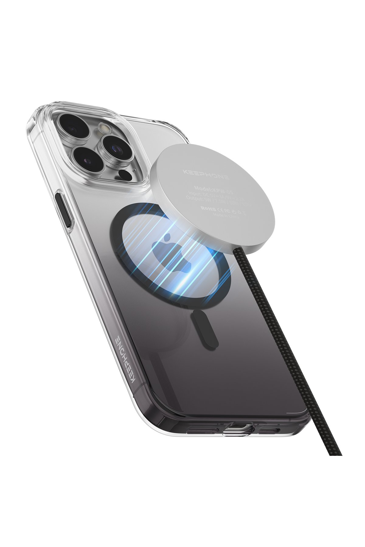 Keephone iPhone 15 Pro Max Aurora Şeffaf Magsafe Kılıf - Mavi