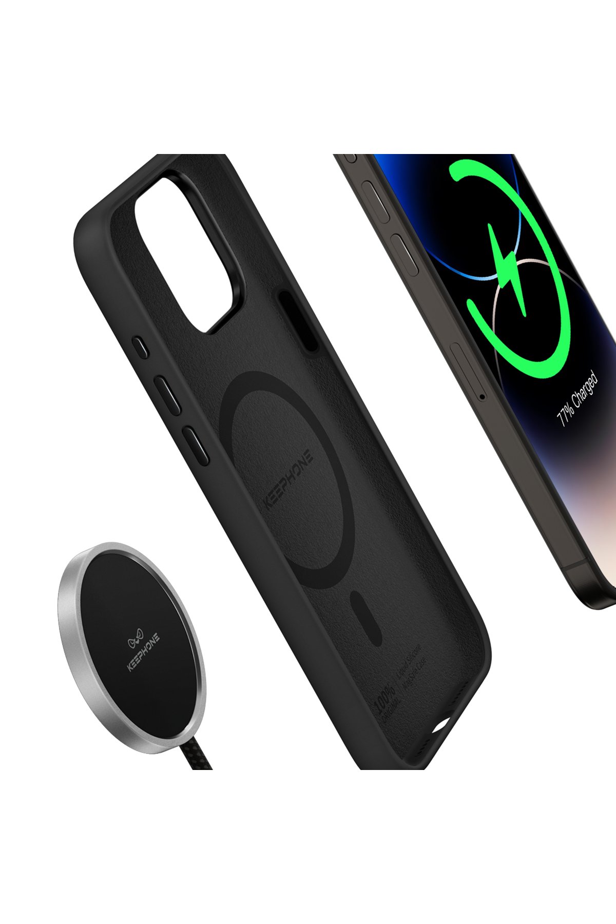 Keephone iPhone 15 Pro Max Aurora Şeffaf Magsafe Kılıf - Titan Gold