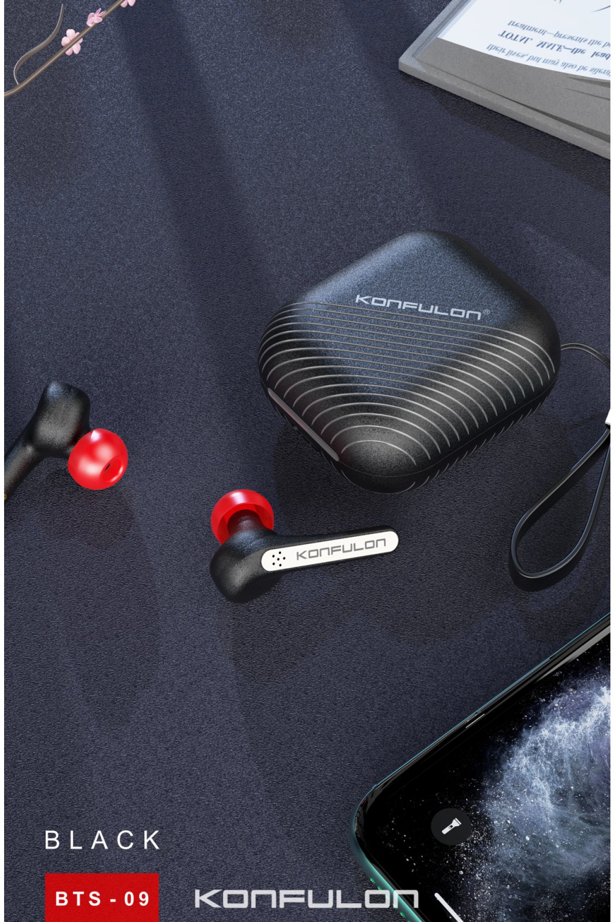 Konfulon DC09 Ses Duyarlı Işıklı Micro USB Kablo 1M 2A - Siyah