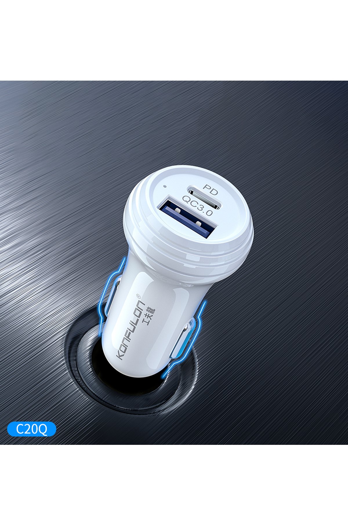 Konfulon C69Q 1 Adet 20W Type-C ve 1 Adet 18W Usb 3.0 Çıkışlı PD Şarj Cihazı