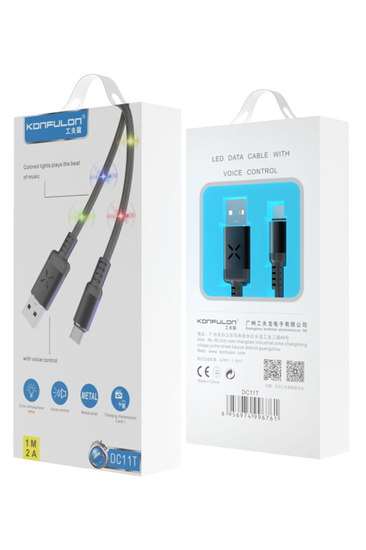 Konfulon S88 Metal Uçlu Micro USB Kablo 1M 2.4A - Mavi