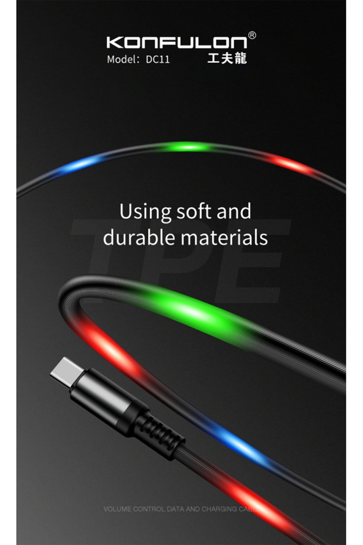 Konfulon DC19 3in1 USB Kablo 1.3M 3A - Siyah
