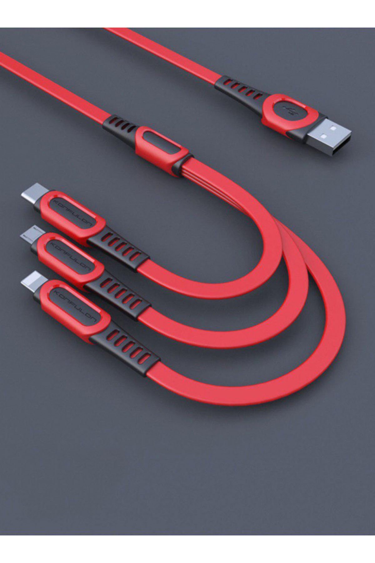 Konfulon S88 Metal Uçlu Micro USB Kablo 1M 2.4A - Kırmızı
