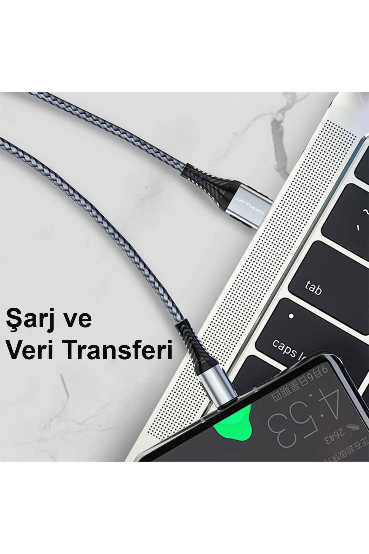 Konfulon C33 Hızlı Şarj Cihazı 3in1 (Dahili Lightning Kablo iphone Uyumlulu)