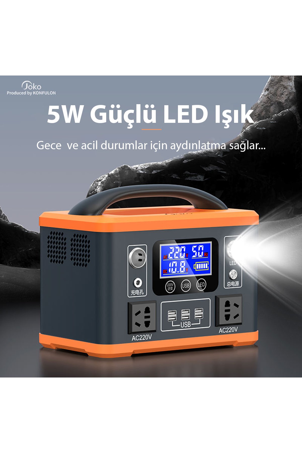 Konfulon SH-04 100W Hızlı Şarj Taşınabilir Güneş Enerji Paneli Şarj İstasyonu - Siyah