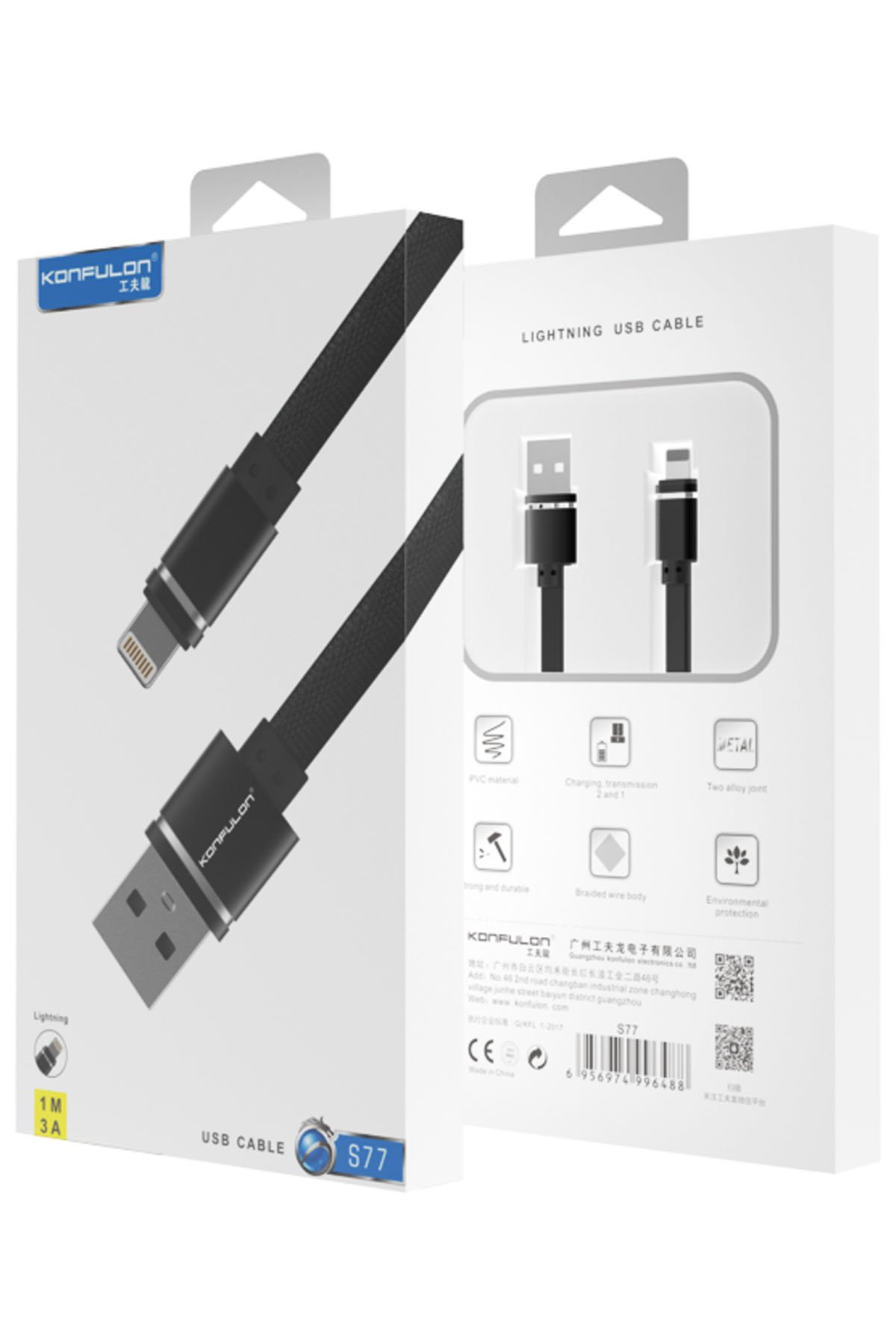 Konfulon DC09 Ses Duyarlı Işıklı Micro USB Kablo 1M 2A - Siyah