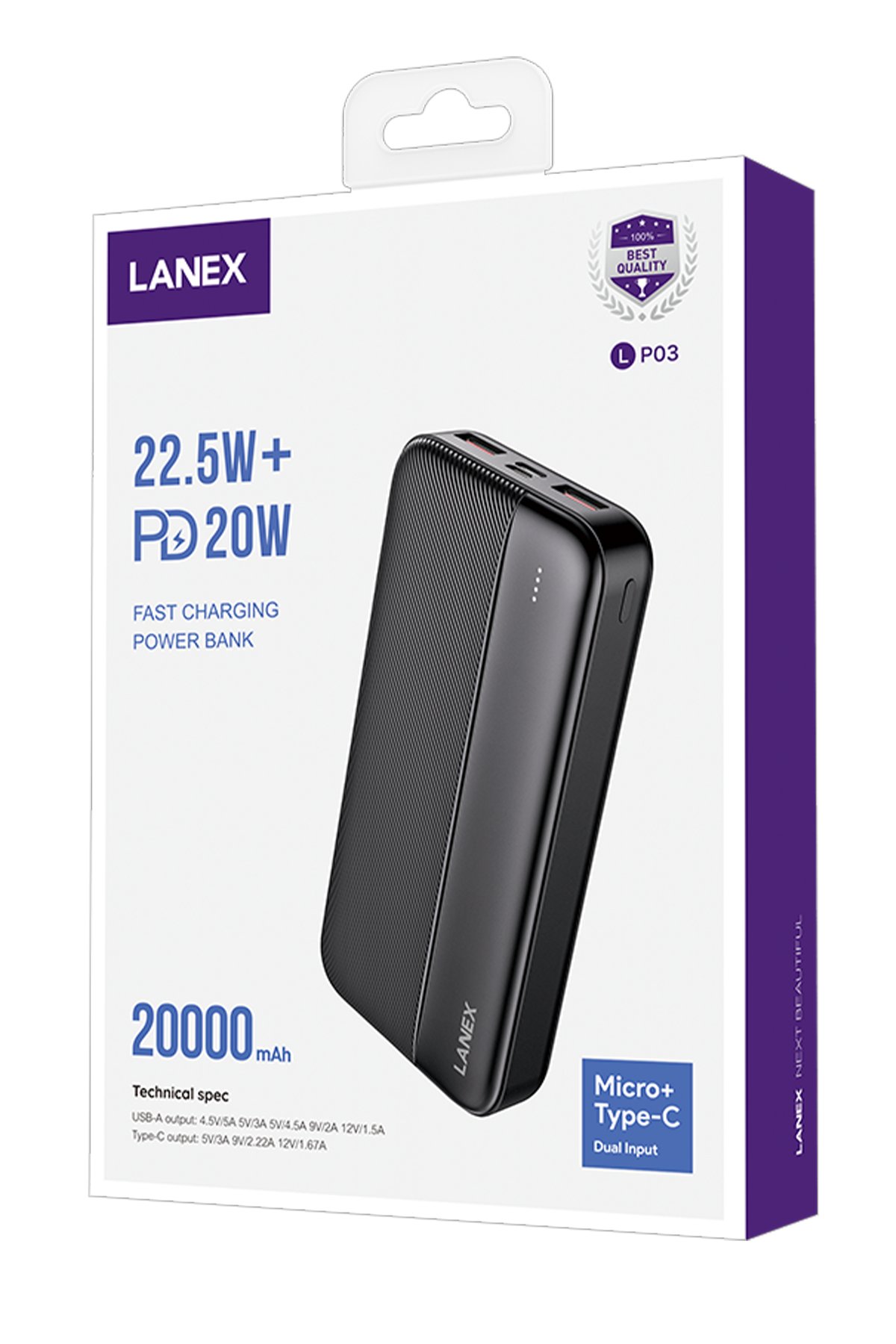 Lanex LPB-N22 10.000 mAh Powerbank - Beyaz