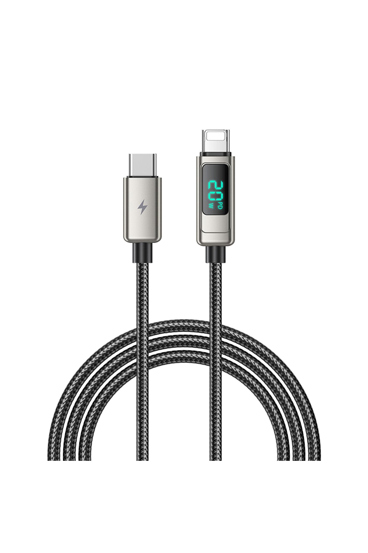 Lanex LS42CL 1M 30W Hasırlı Type-C to Lightning PD Hızlı Şarj Kablosu - Siyah