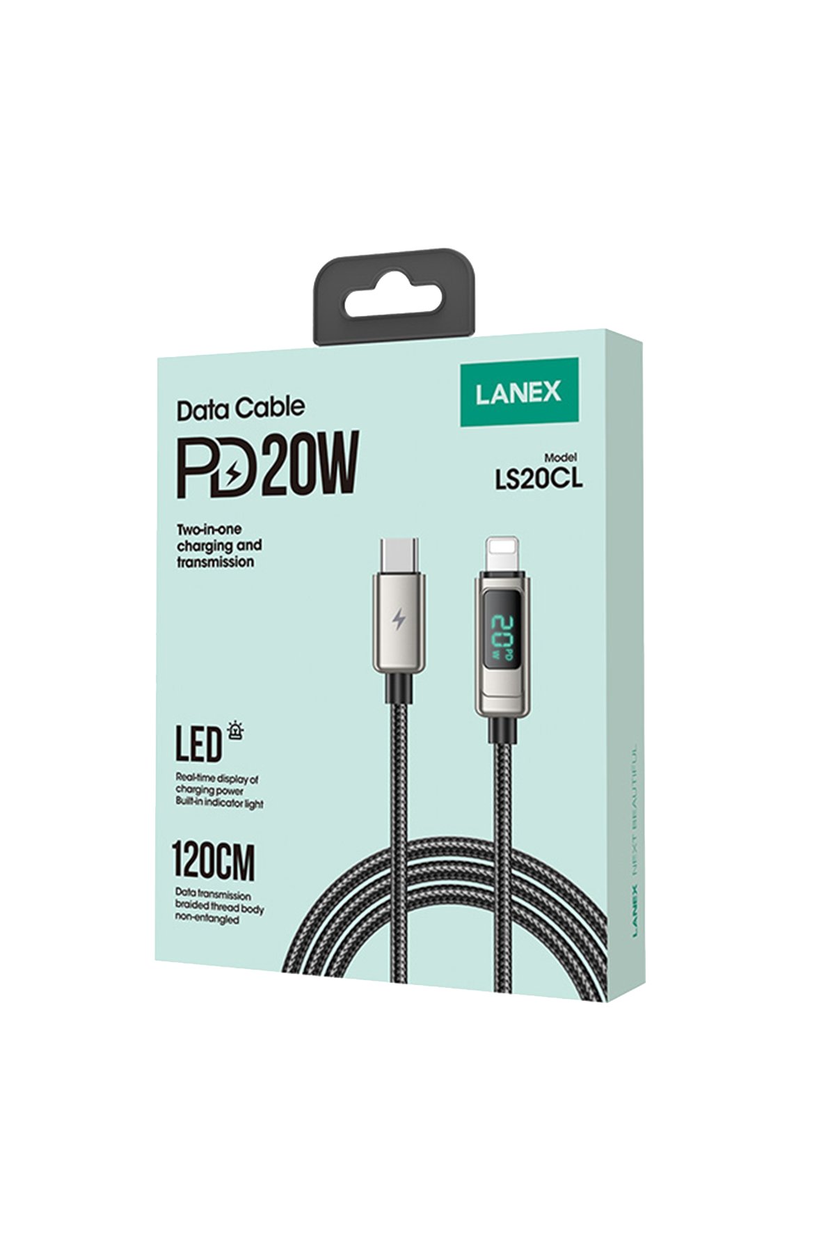 Lanex LS42CL 1M 30W Hasırlı Type-C to Lightning PD Hızlı Şarj Kablosu - Siyah