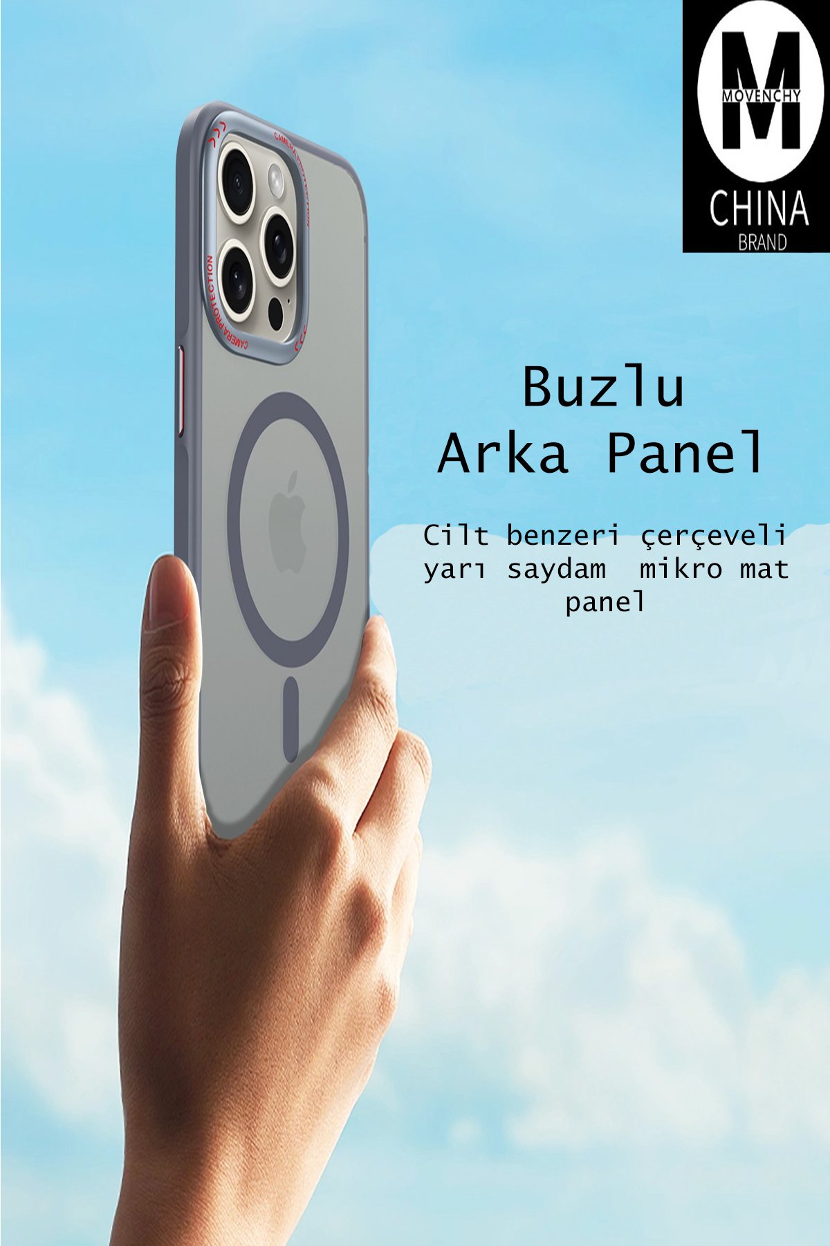 Movenchy iPhone 14 Pro Max Kılıf Radyant Magsafe Kapak - Titan Gri