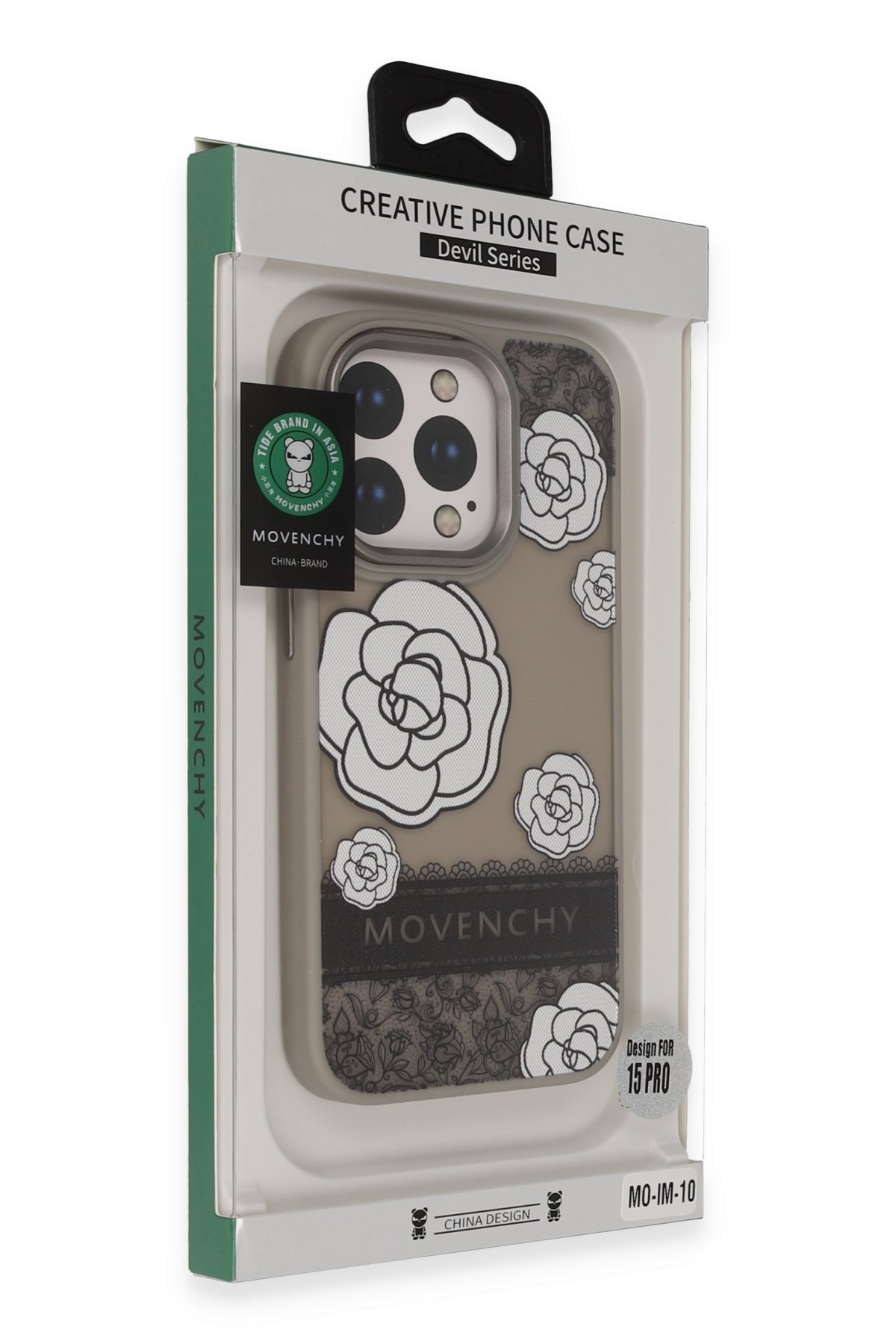 Movenchy iPhone 14 Terra Desenli Kapak - Gri - 3