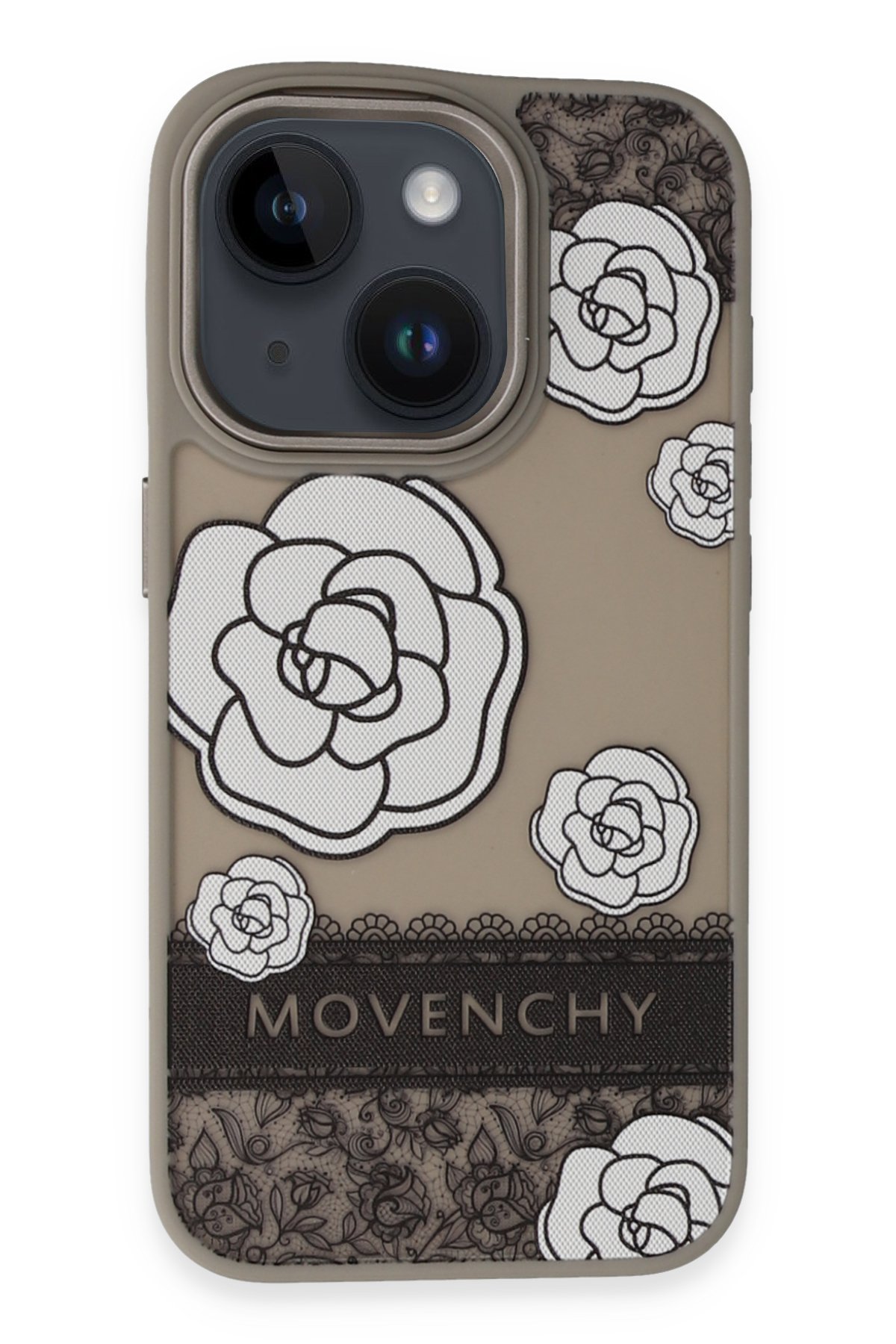 Movenchy iPhone 15 Terra Desenli Kapak - Gri - 1