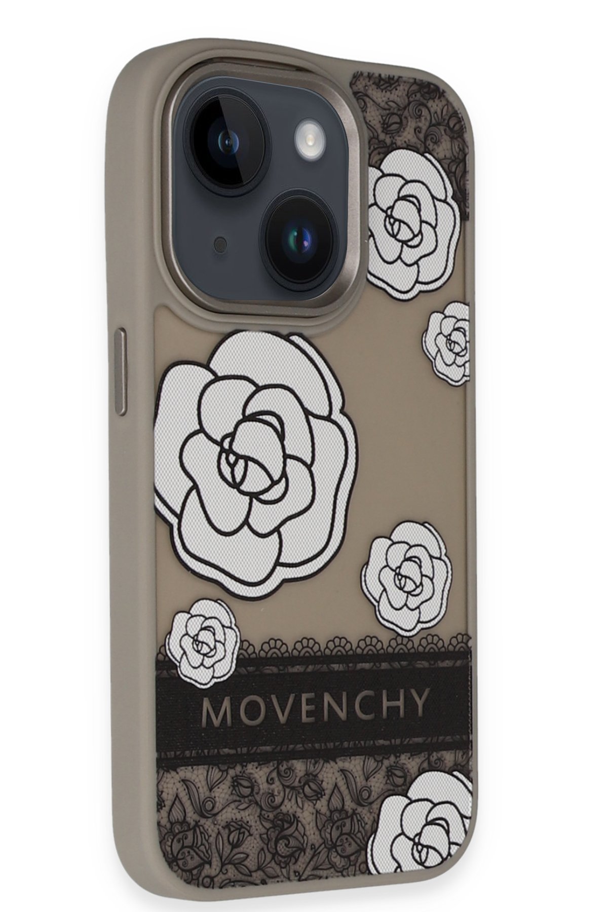 Movenchy iPhone 15 Terra Desenli Kapak - Gri - 1