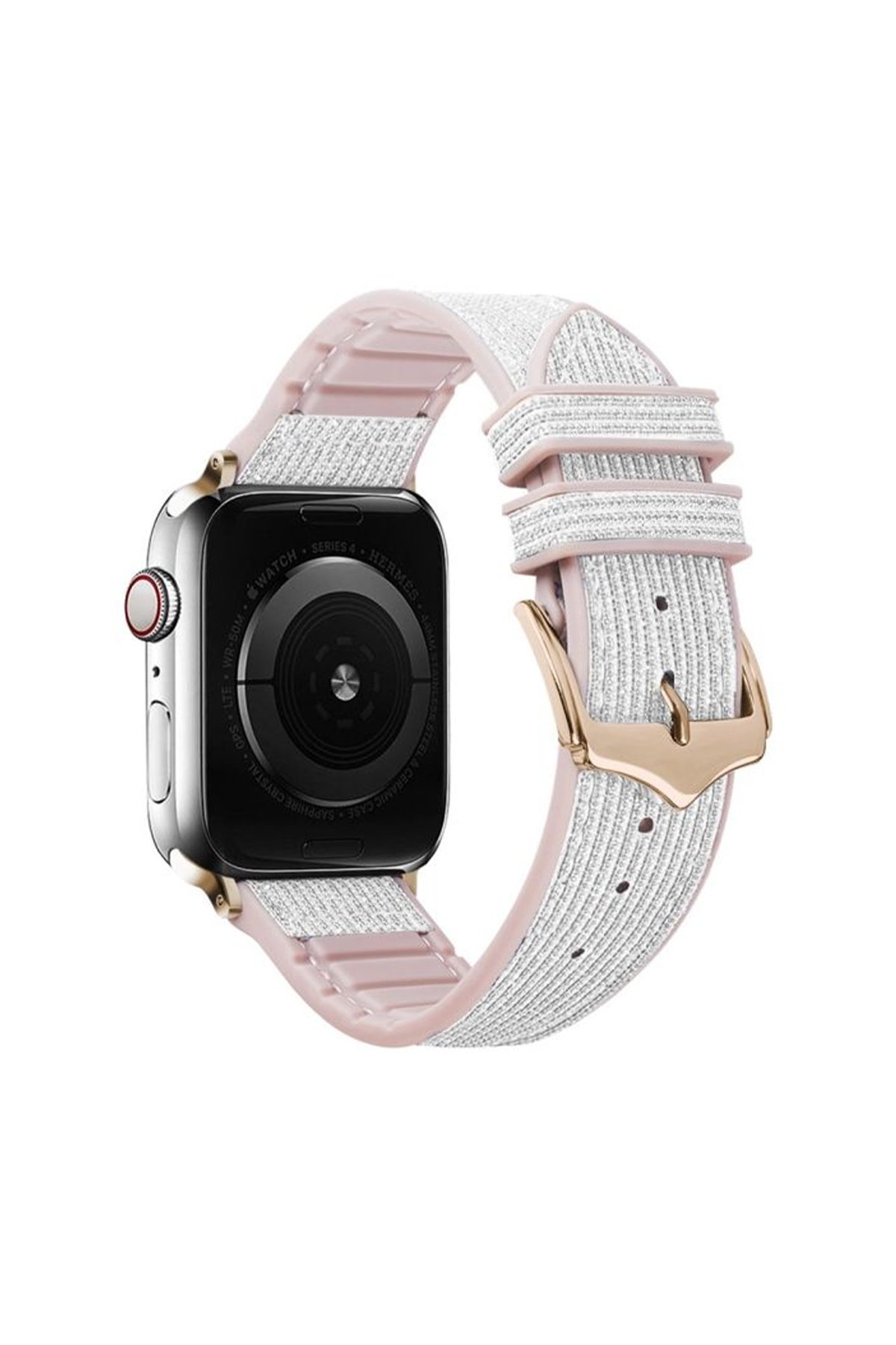 Movenchy Apple Watch 44mm MO-WB1 Çift Renk Mıknatıslı Silikon Kordon - Gri-Turuncu