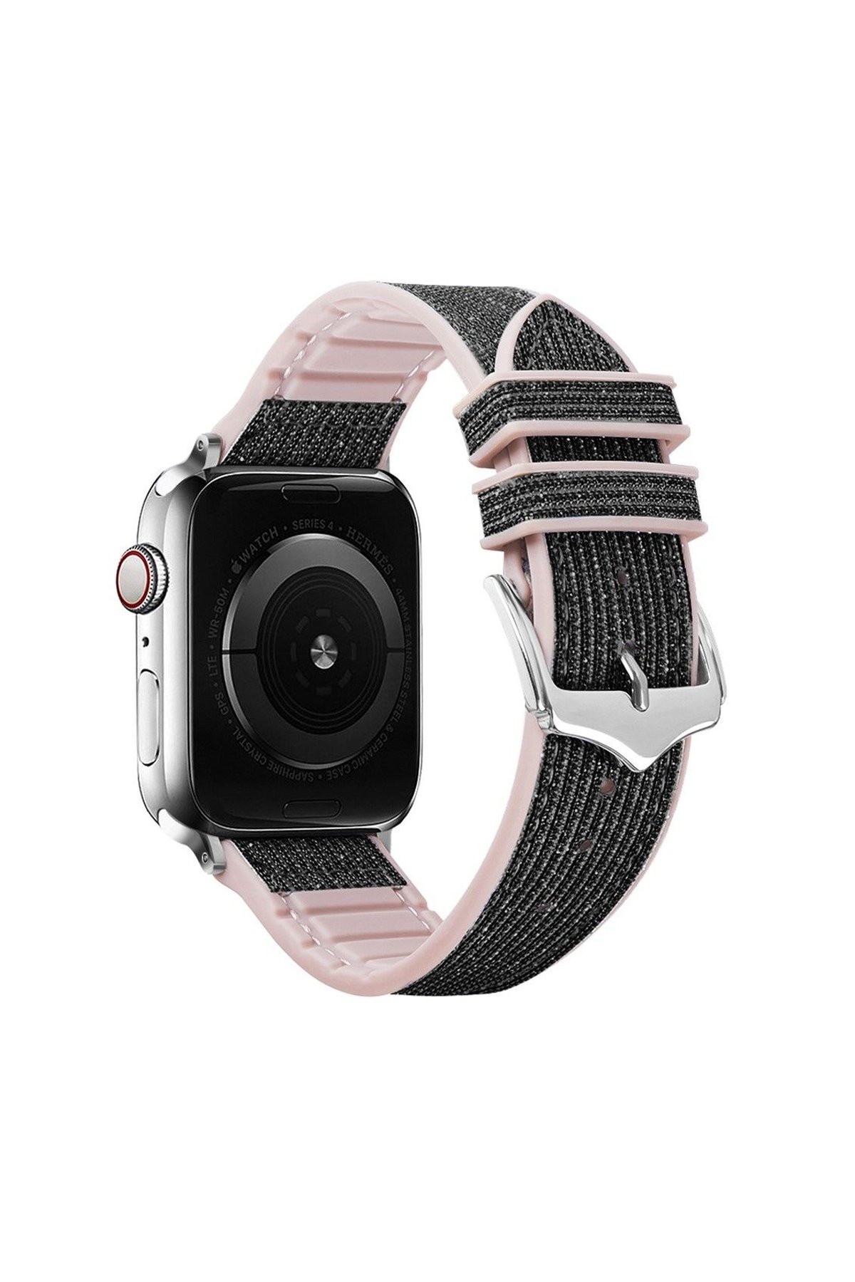 Movenchy Apple Watch 44mm MO-WB1 Çift Renk Mıknatıslı Silikon Kordon - Gri-Turuncu