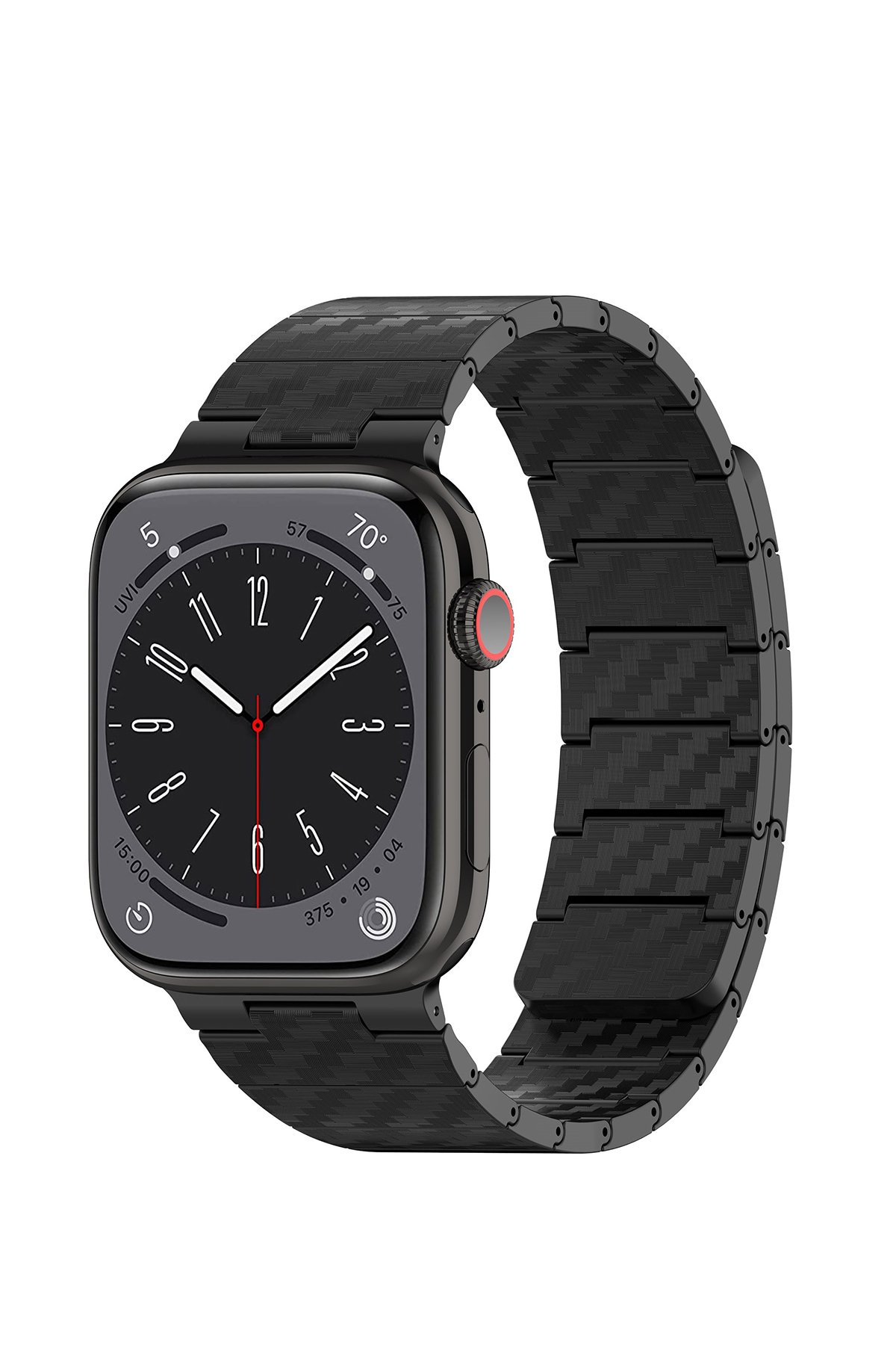 Movenchy Apple Watch 44mm MO-WB1 Çift Renk Mıknatıslı Silikon Kordon - Siyah-Turuncu