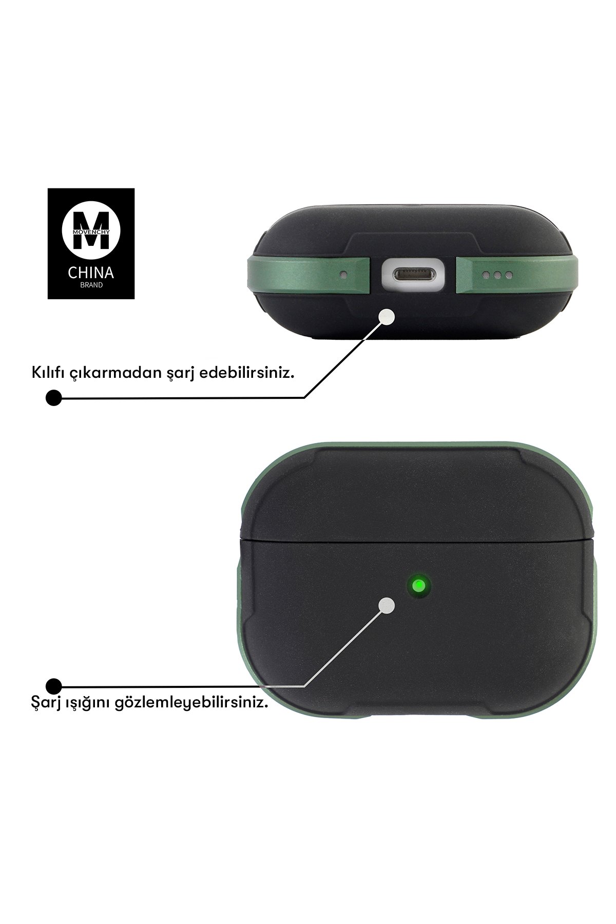Movenchy Airpods Pro (1.nesil) MO-A8 Armor Kılıf - Siyah