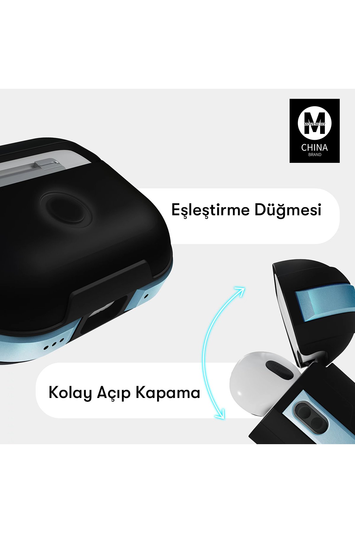 Movenchy Airpods Pro (1.nesil) MO-A8 Armor Kılıf - Siyah