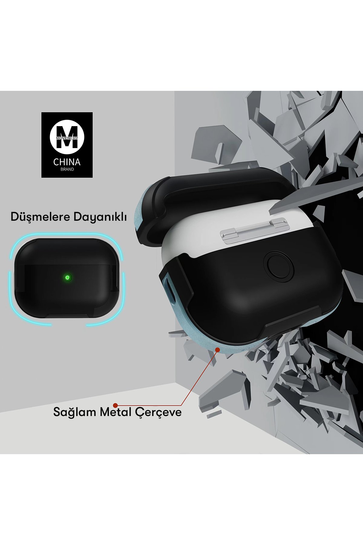 Movenchy Airpods Pro (1.nesil) MO-A8 Armor Kılıf - Siyah