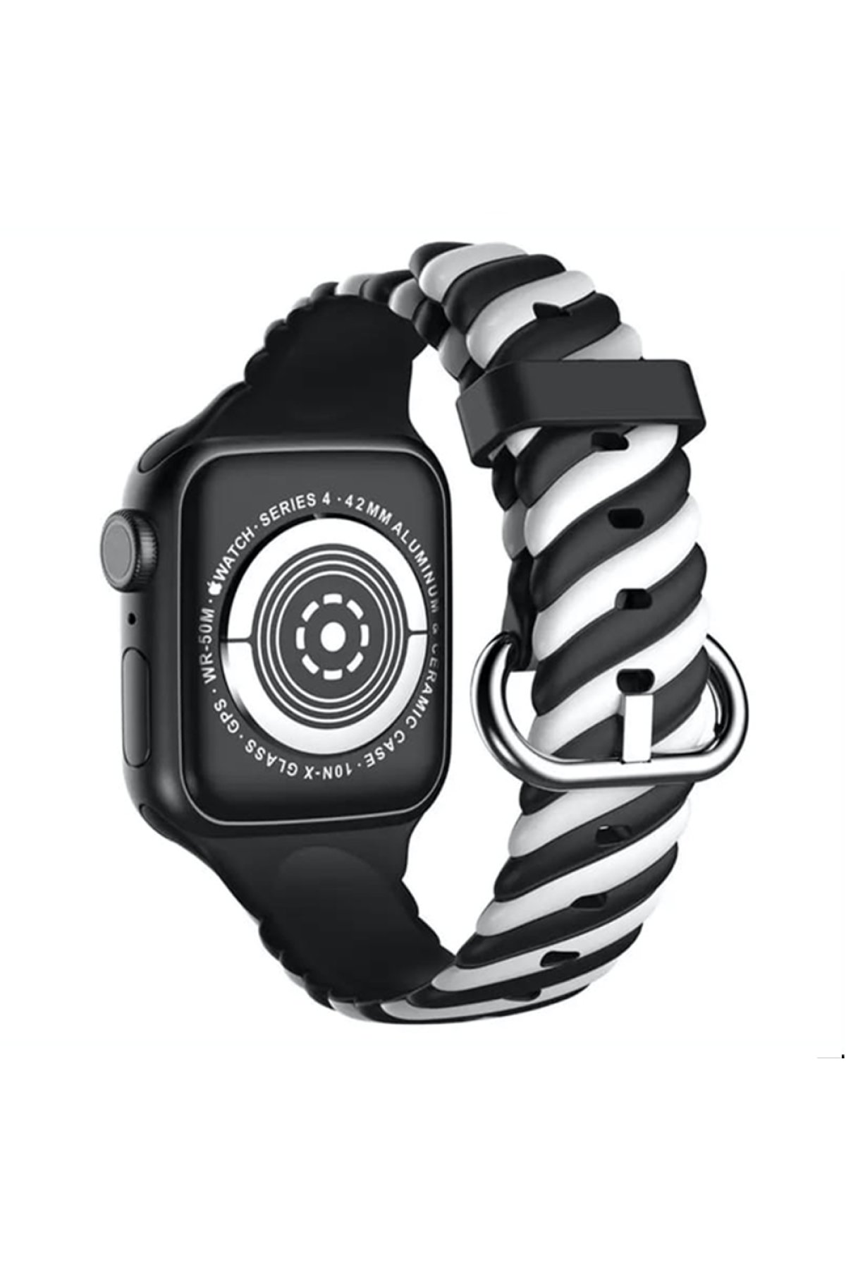 Newface Apple Watch 38mm Hasırlı Cırtcırtlı Kasalı Kordon - Yeşil