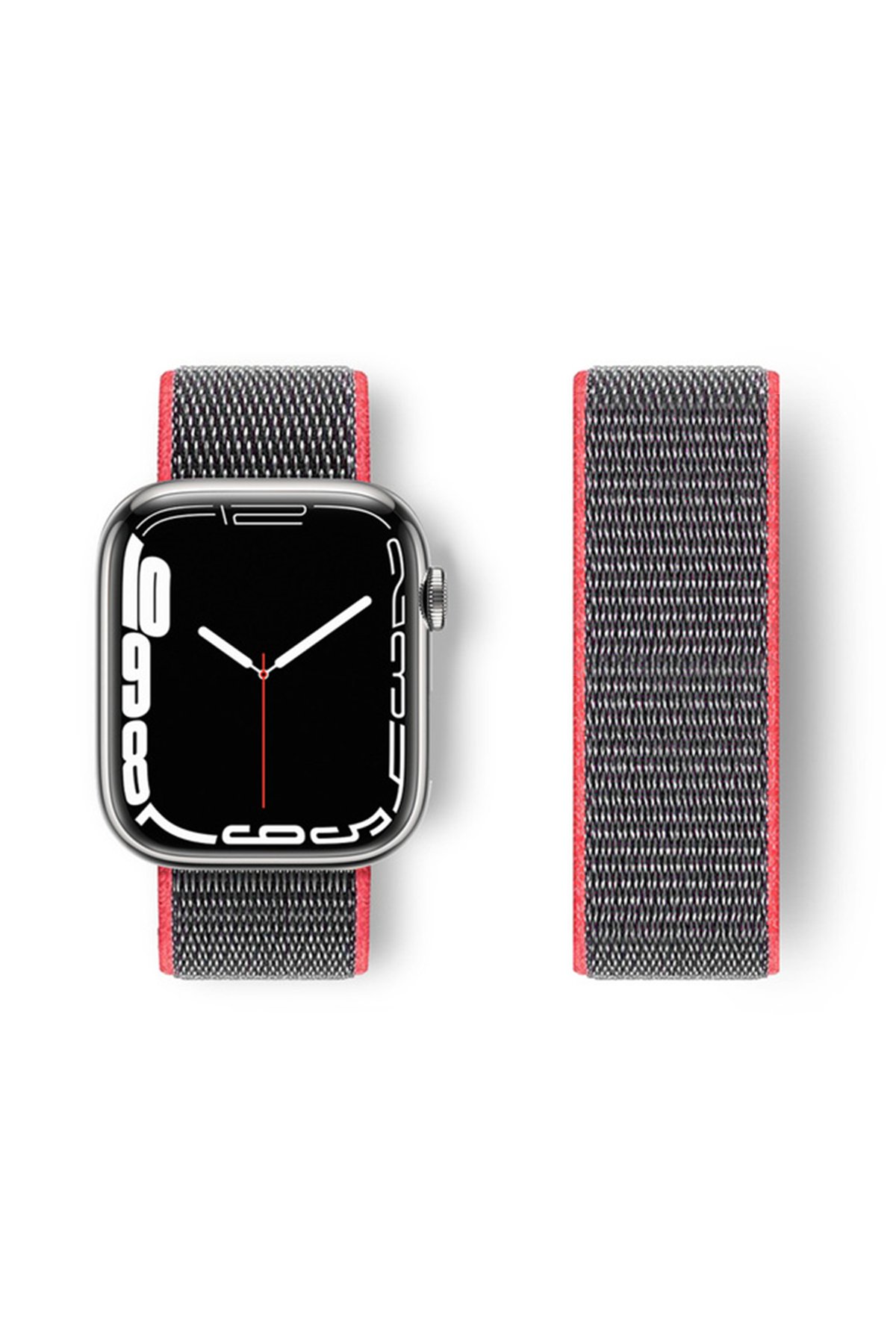 Newface Apple Watch 40mm Spor Delikli Kordon - Siyah-Pembe