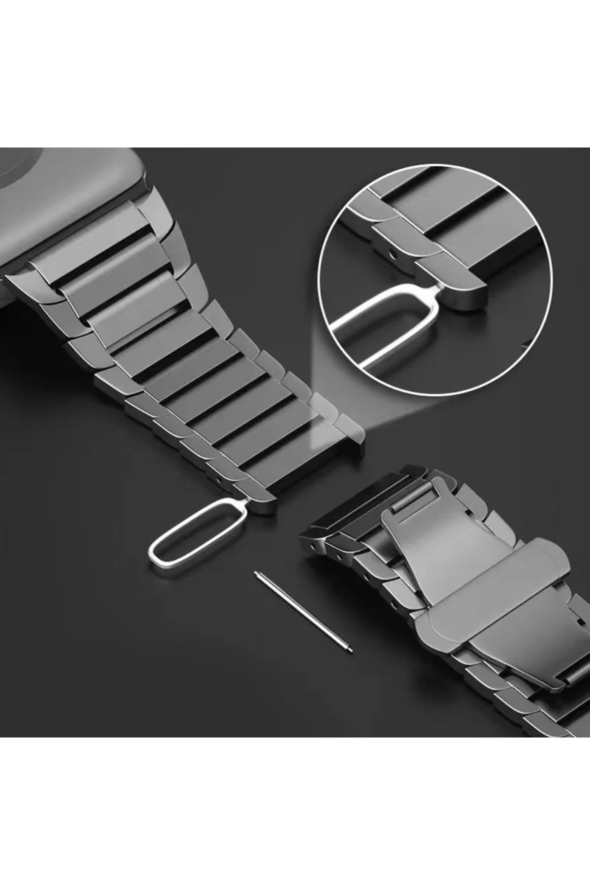 Newface Apple Watch 40mm Alice Kumaş Kordon - Siyah-Gri