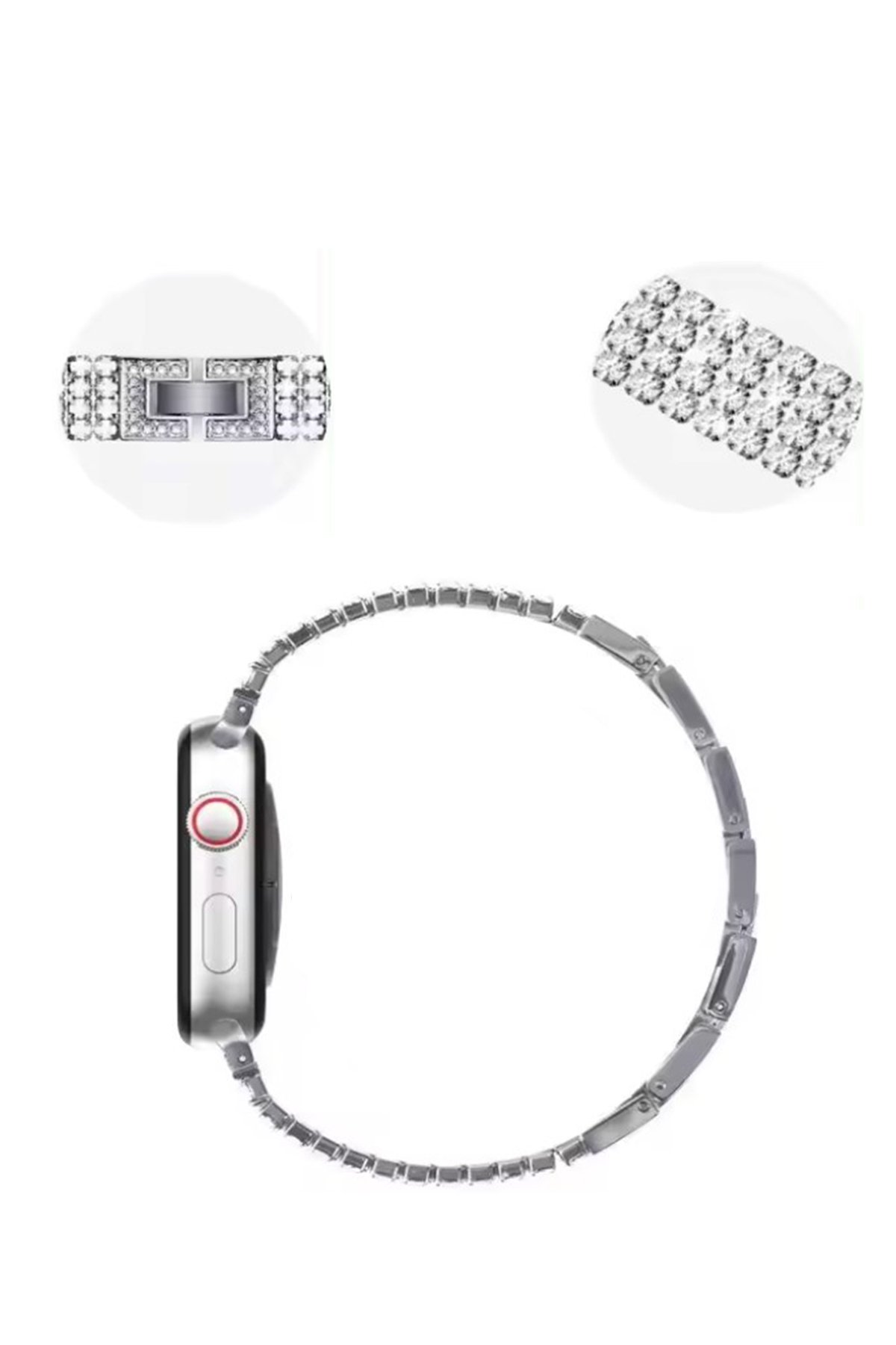 Newface Apple Watch 40mm Hasırlı Cırtcırtlı Kasalı Kordon - Siyah