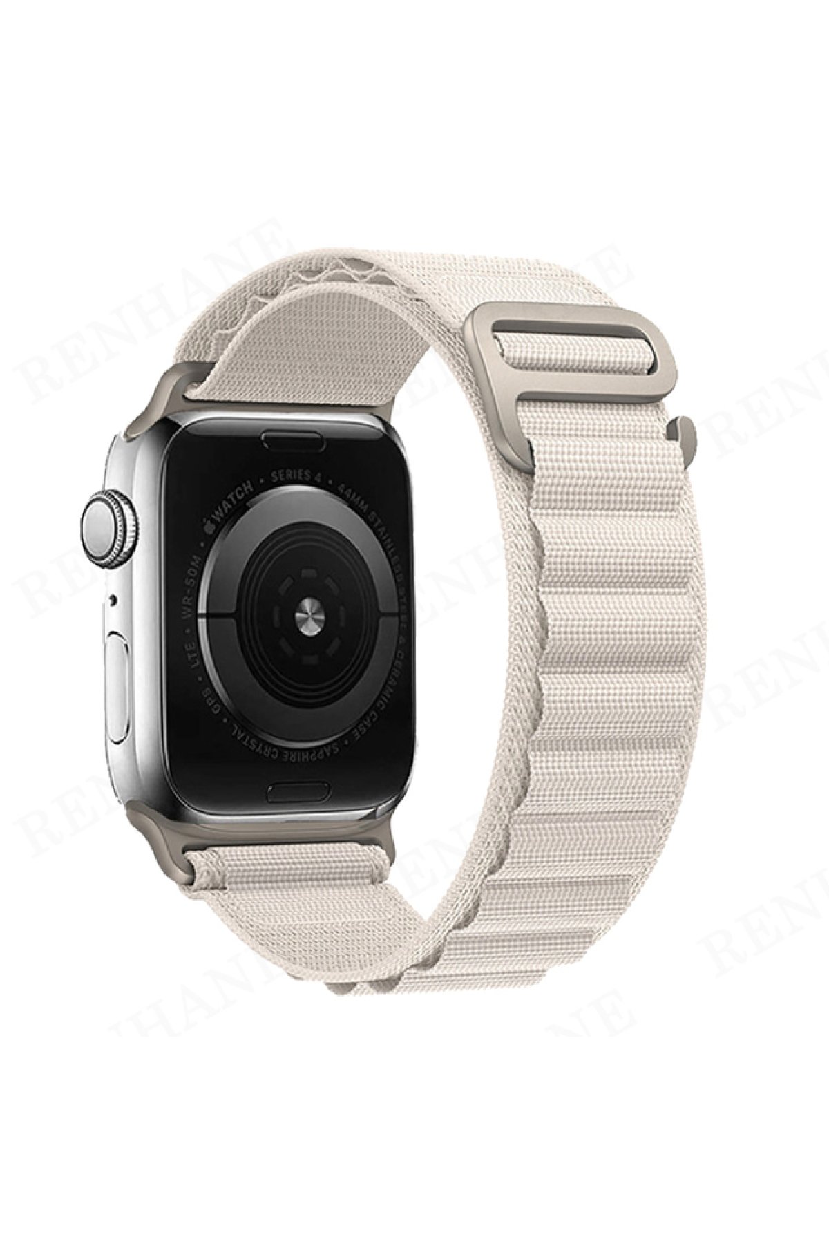 Newface Apple Watch 40mm Hasırlı Cırtcırtlı Kordon - Lacivert-Turuncu