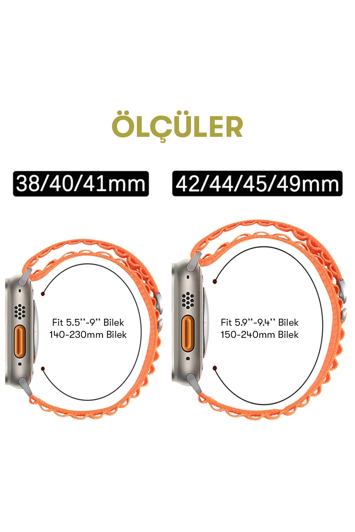 Newface Apple Watch 40mm KR408 Çizgili Silikon Kordon - Turuncu