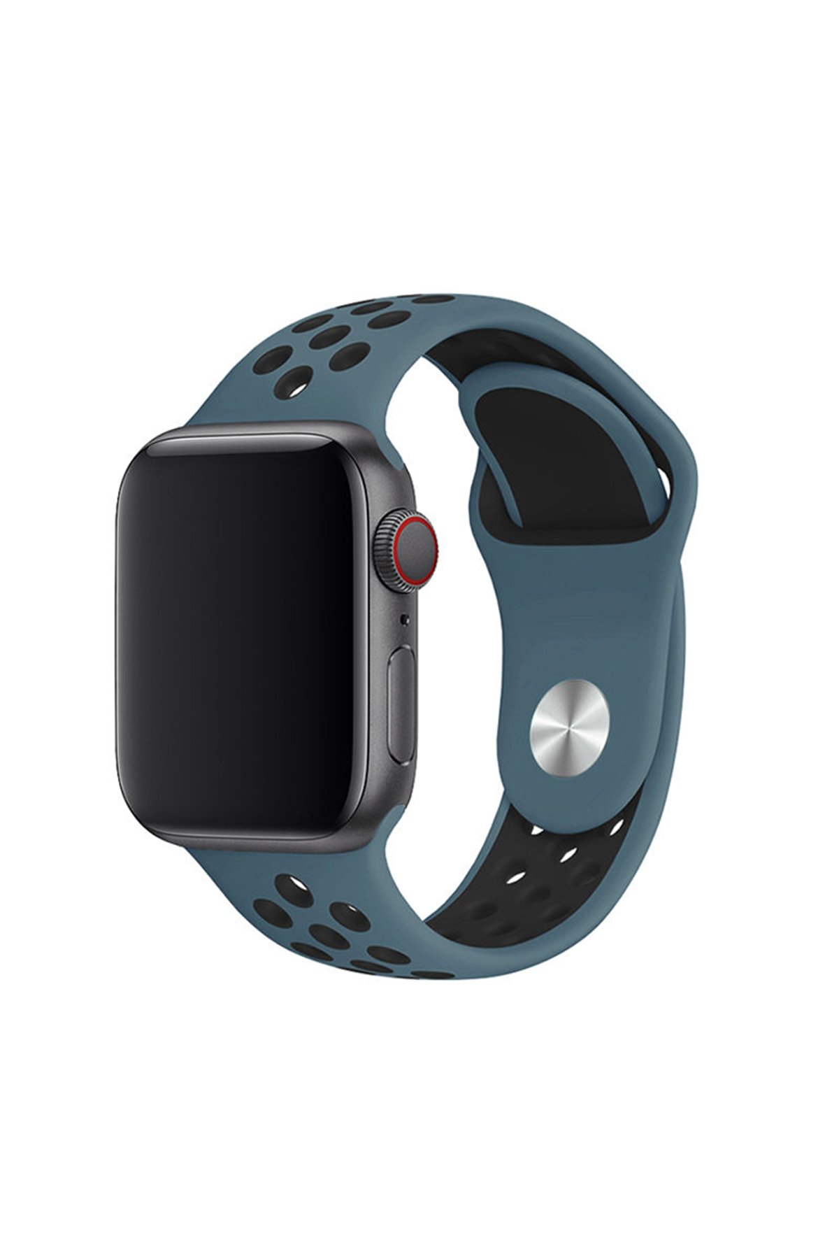 Newface Apple Watch 38mm Spor Delikli Kordon - Siyah-Pembe