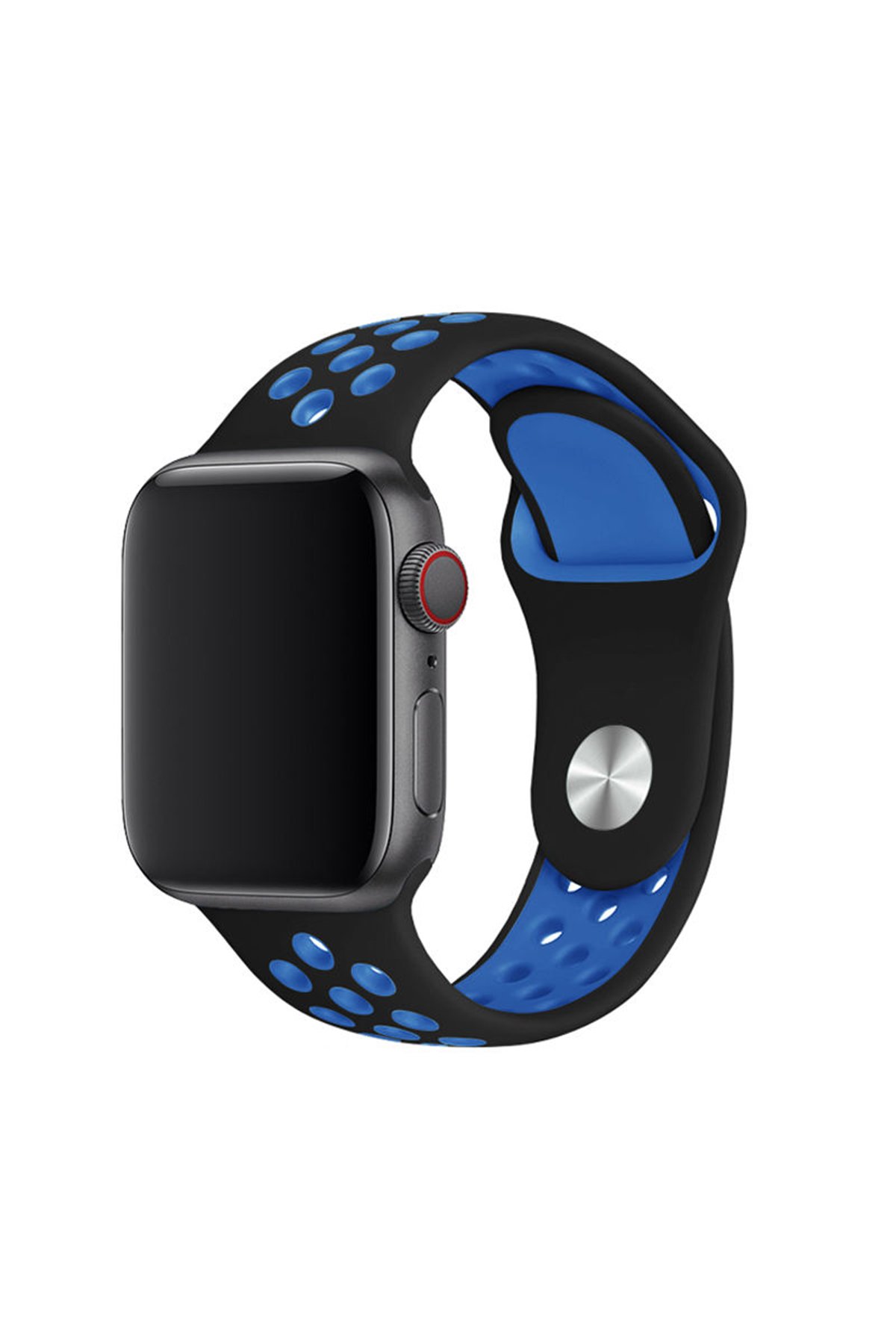 Newface Apple Watch 40mm Ayarlı Delikli Silikon Kordon - Siyah-Siyah