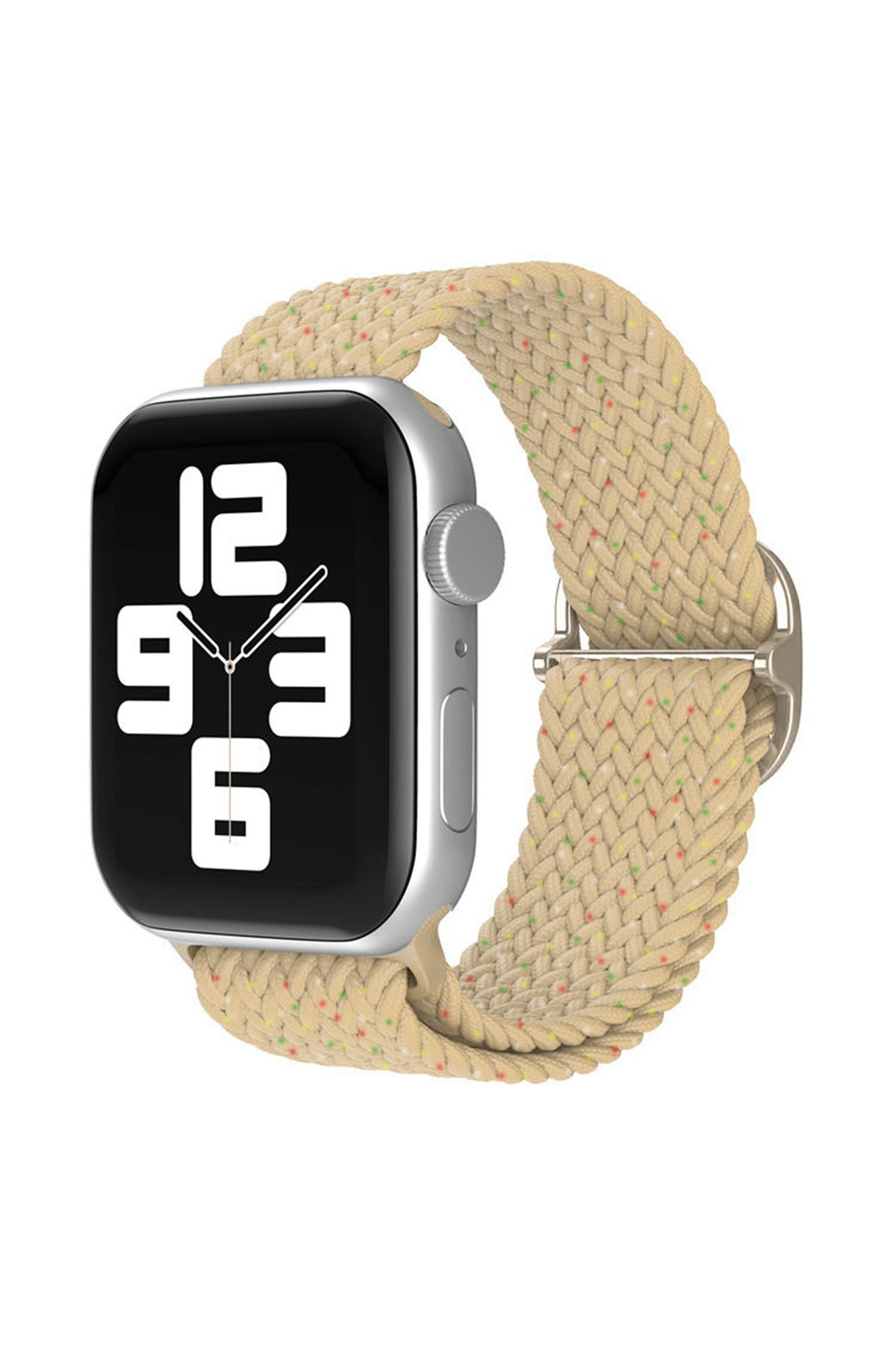 Newface Apple Watch 40mm Hasırlı Cırtcırtlı Kasalı Kordon - Yeşil