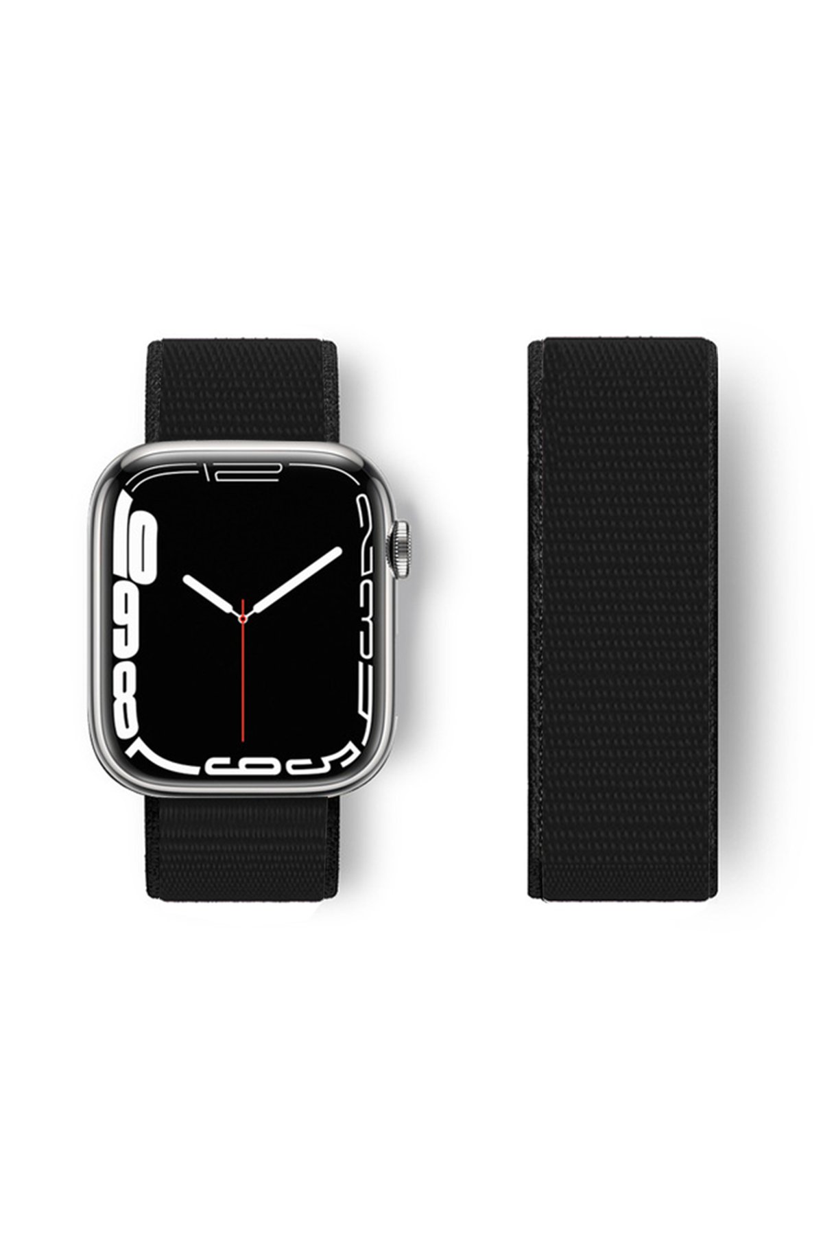 Newface Apple Watch 41mm Hasırlı Cırtcırtlı Kasalı Kordon - Fuşya
