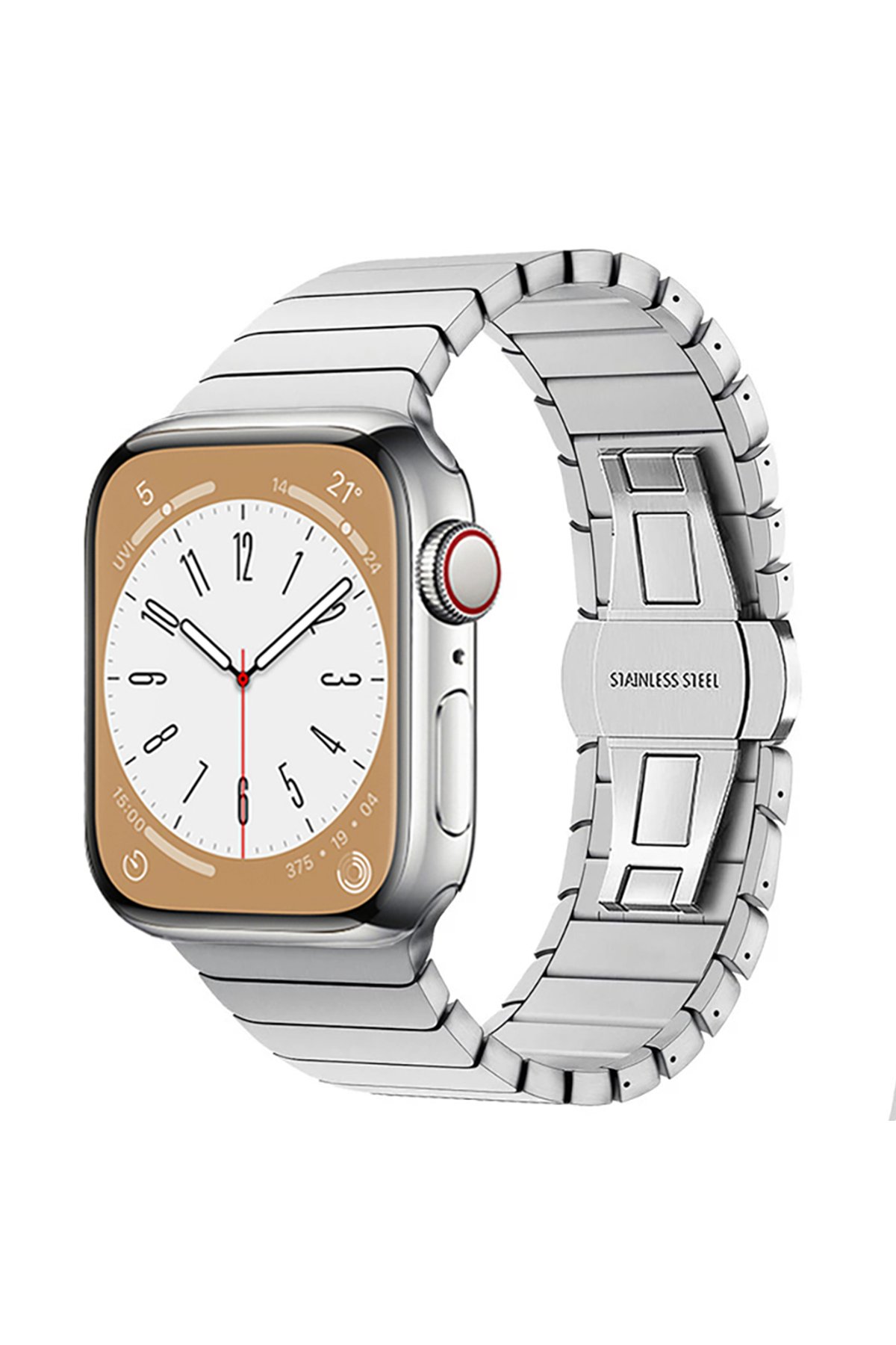 Newface Apple Watch 41mm KR405 Metal Bakla Kordon - Pudra