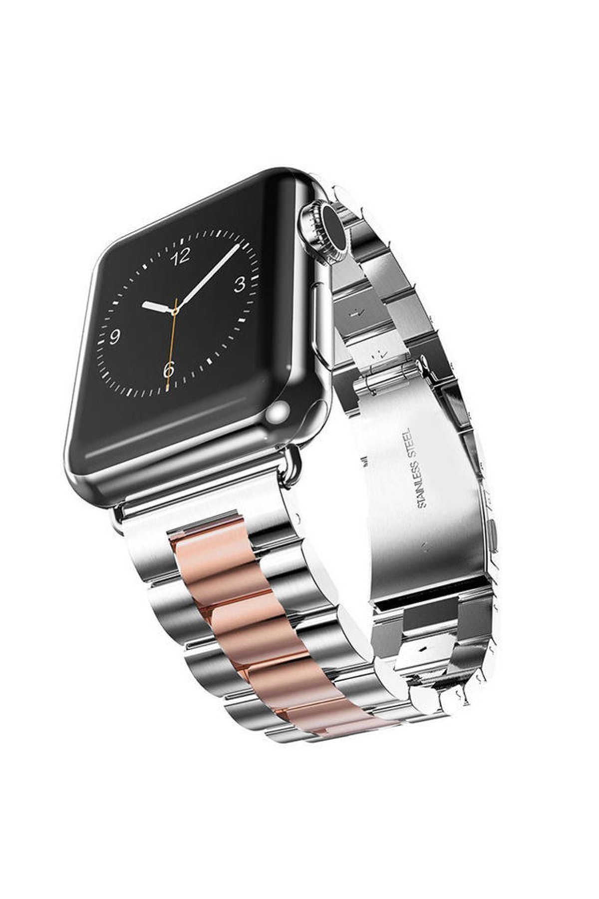 Newface Apple Watch 41mm KR403 Metal Halhal Kordon - Gold-Beyaz