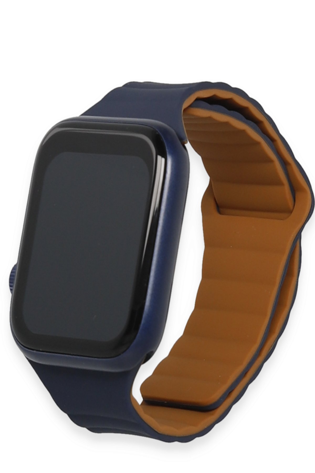 Newface Apple Watch 42mm KR408 Çizgili Silikon Kordon - Turuncu