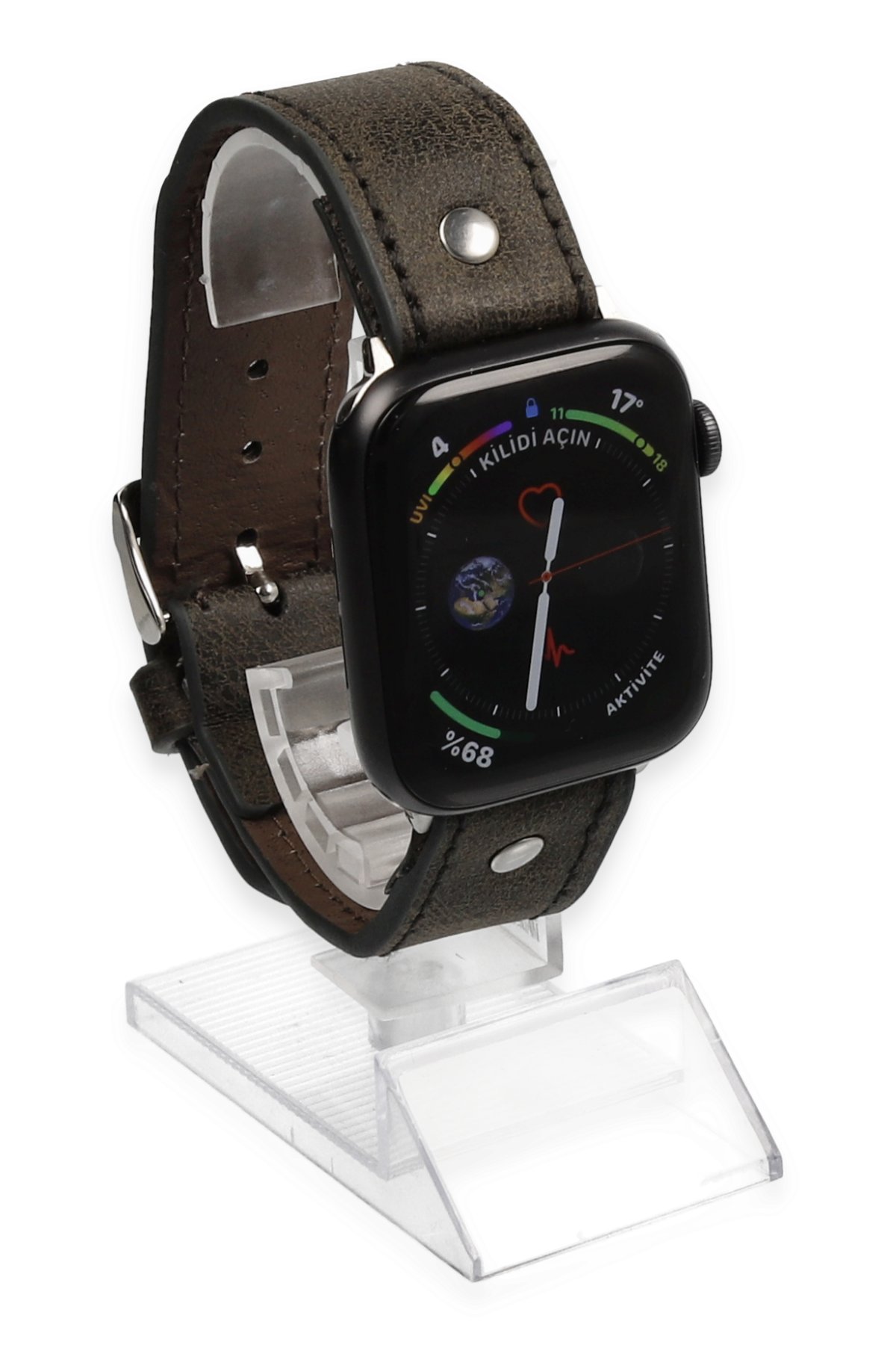 Newface Apple Watch 42mm Star Kordon - Benekli Koyu Yeşil