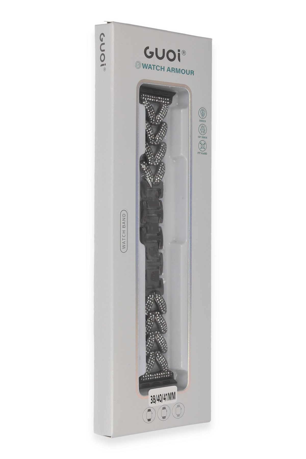 Newface Apple Watch 42mm Hasırlı Cırtcırtlı Kasalı Kordon - Benekli Siyah