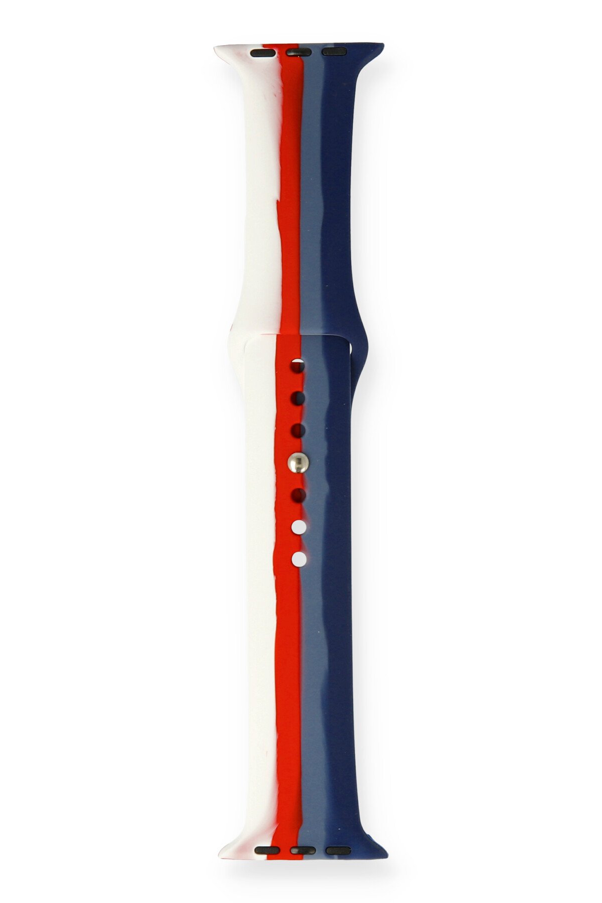 Newface Apple Watch 44mm Hasırlı Cırtcırtlı Kasalı Kordon - Gökkuşağı