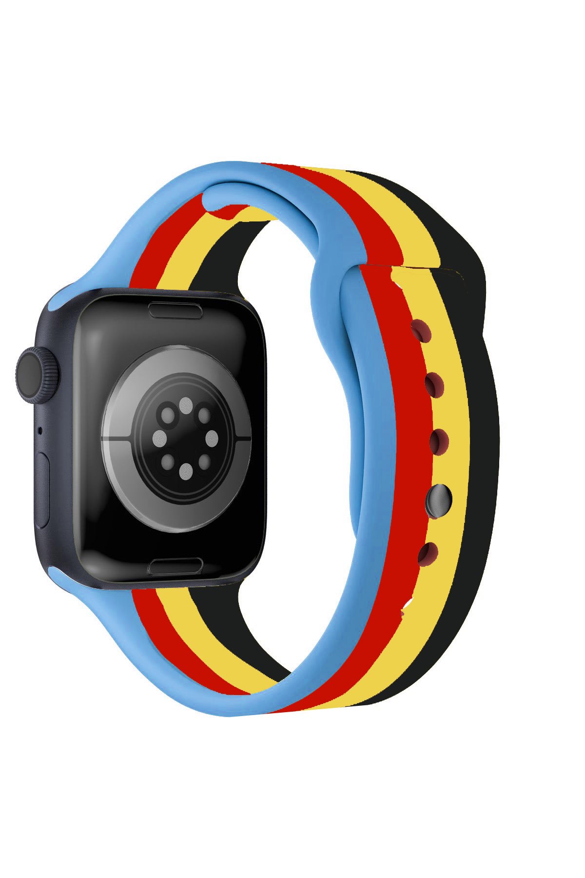 Newface Apple Watch 44mm Hasırlı Cırtcırtlı Kasalı Kordon - Gökkuşağı 1