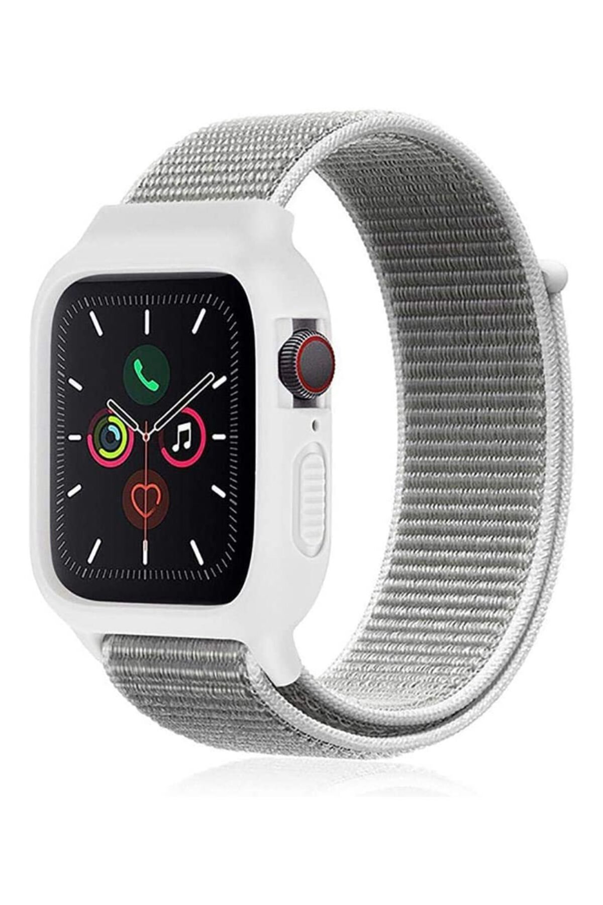 Newface Apple Watch 38mm Ayarlı Delikli Silikon Kordon - Siyah-Yeşil