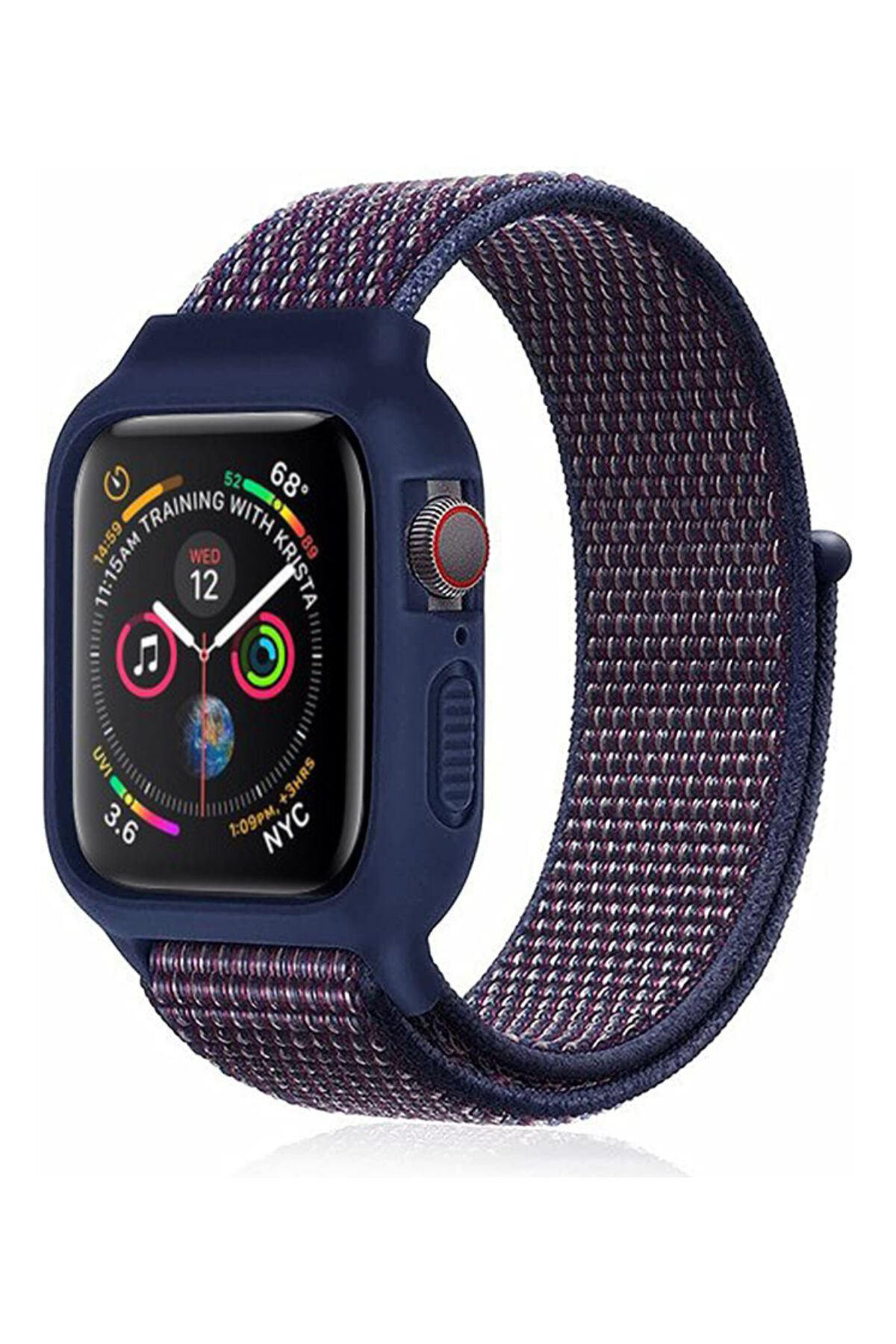 Newface Apple Watch 41mm Ayarlı Delikli Silikon Kordon - Beyaz-Siyah