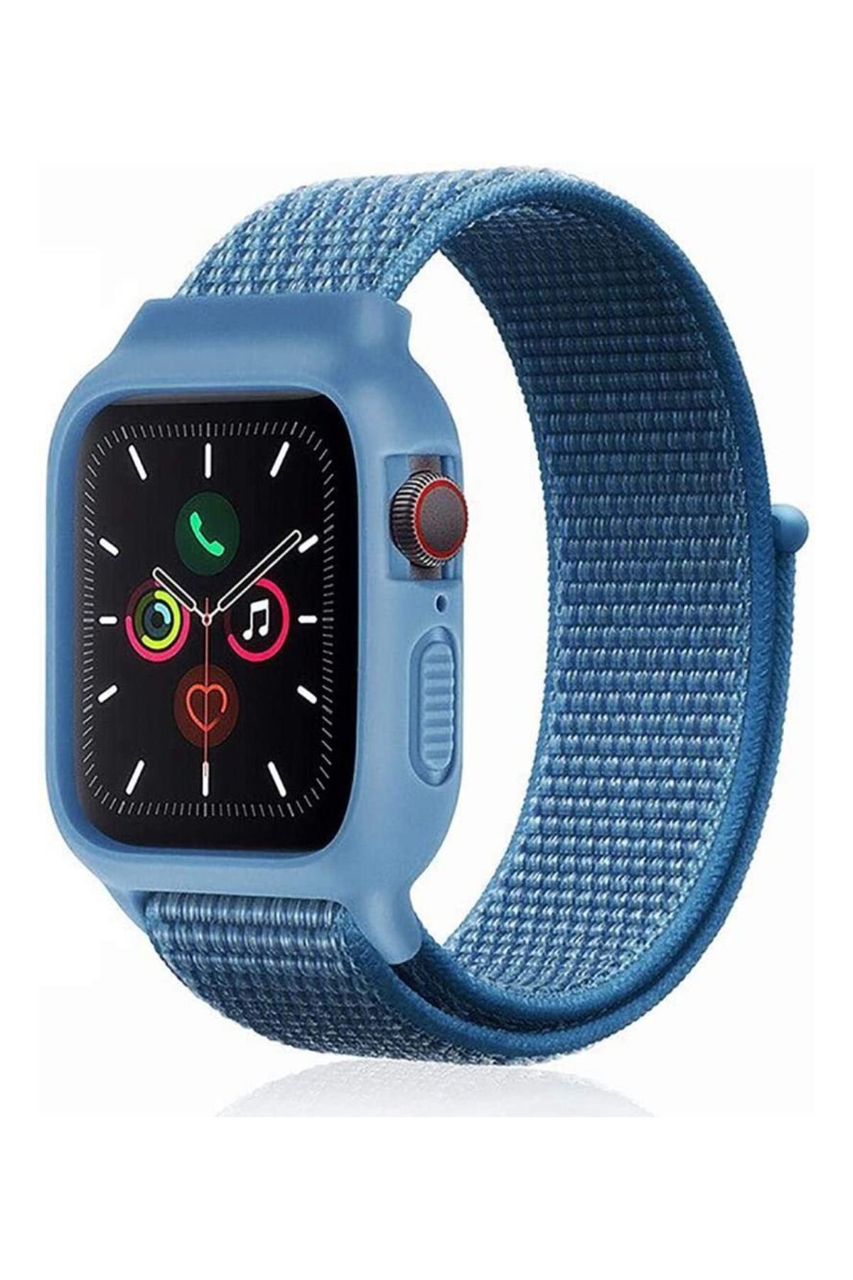 Newface Apple Watch 40mm Hasırlı Cırtcırtlı Kasalı Kordon - Beyaz