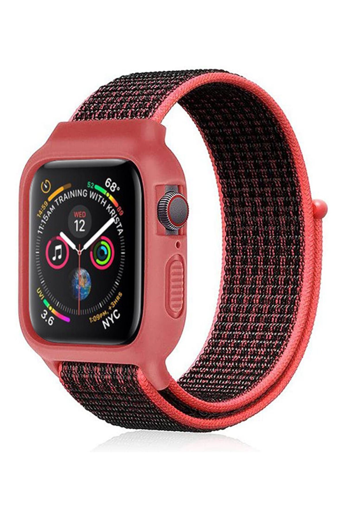 Newface Apple Watch 41mm Creeper Desenli Kordon - Pembe