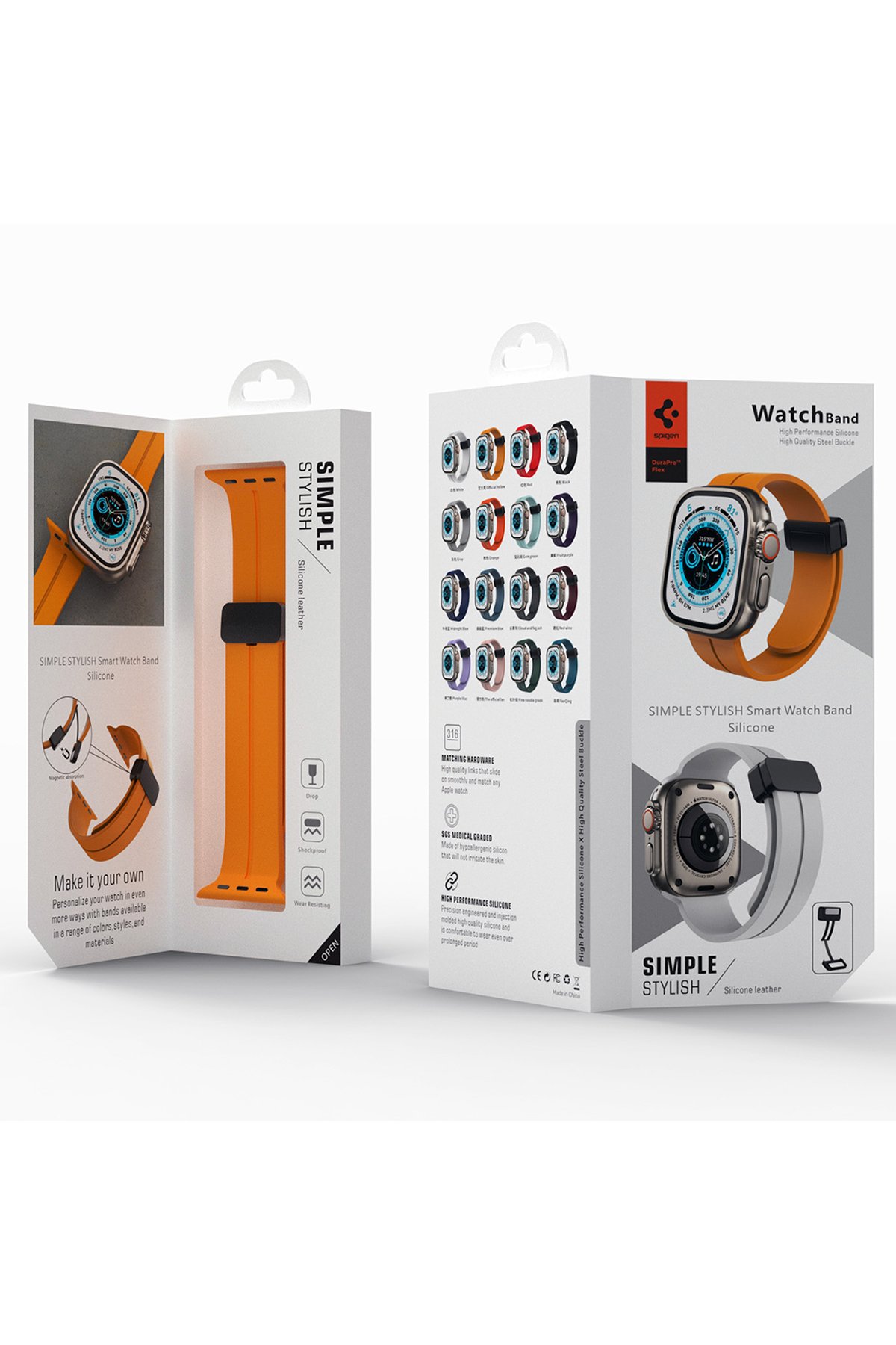 Newface Apple Watch 44mm Hasırlı Cırtcırtlı Kordon - Siyah-Mavi