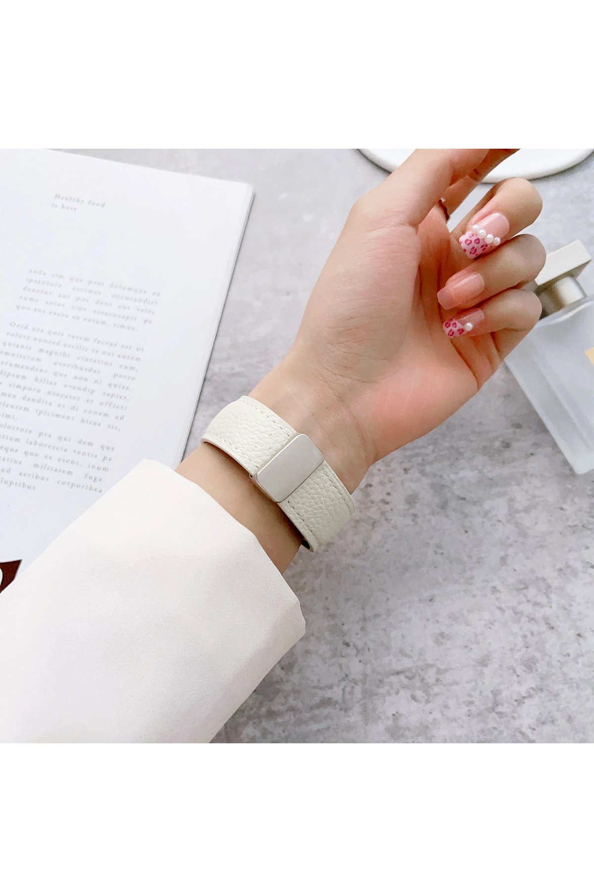 Newface Apple Watch 44mm Alice Kumaş Kordon - Mavi-Gri