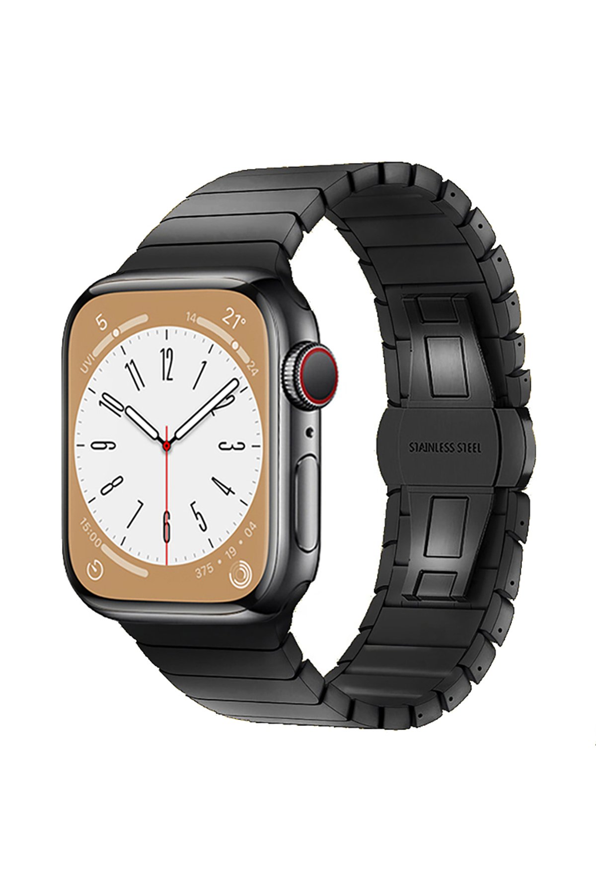 Newface Apple Watch 44mm Hasırlı Cırtcırtlı Kasalı Kordon - Gökkuşağı 1