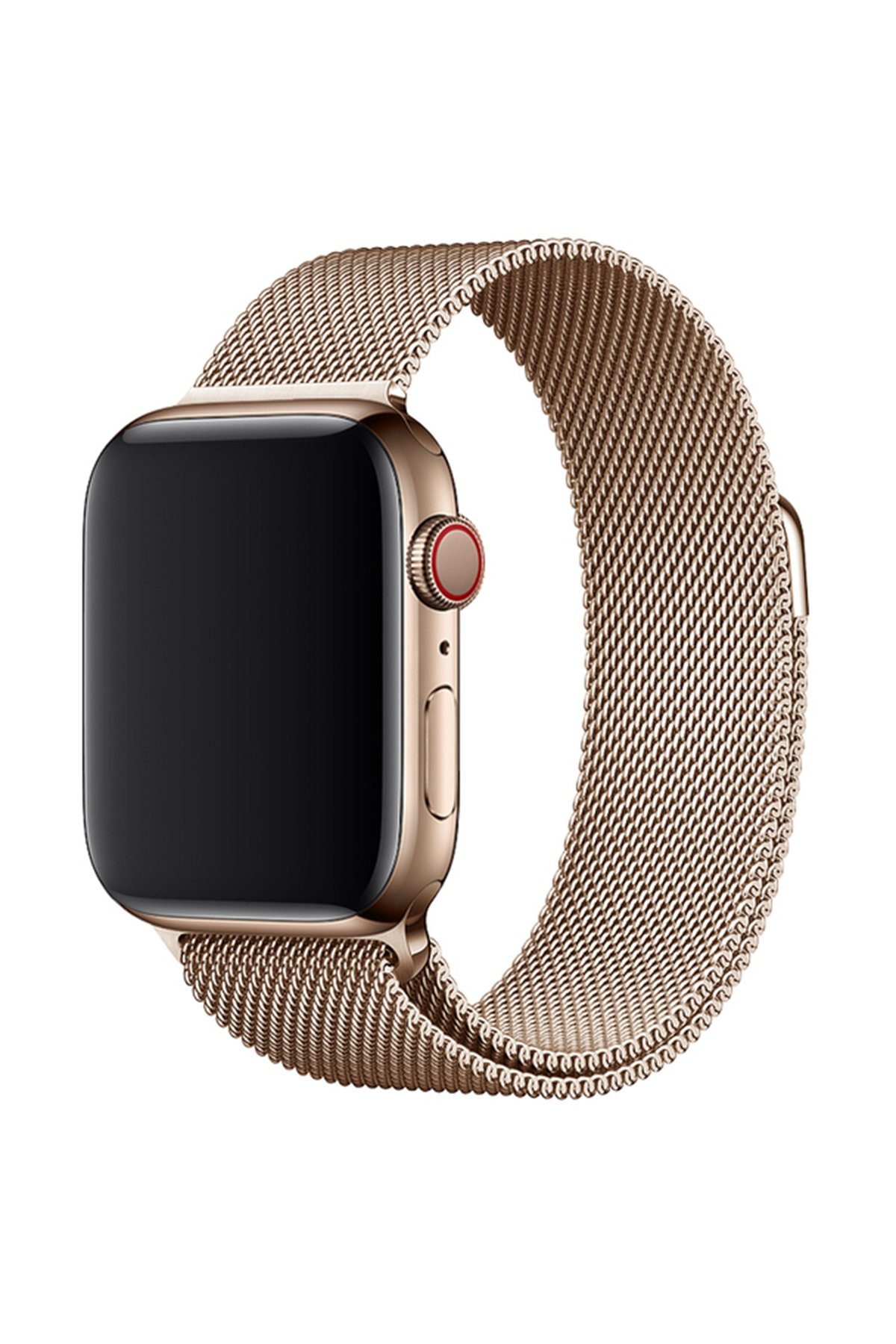 Newface Apple Watch 44mm Hasırlı Cırtcırtlı Kasalı Kordon - Siyah-Gri